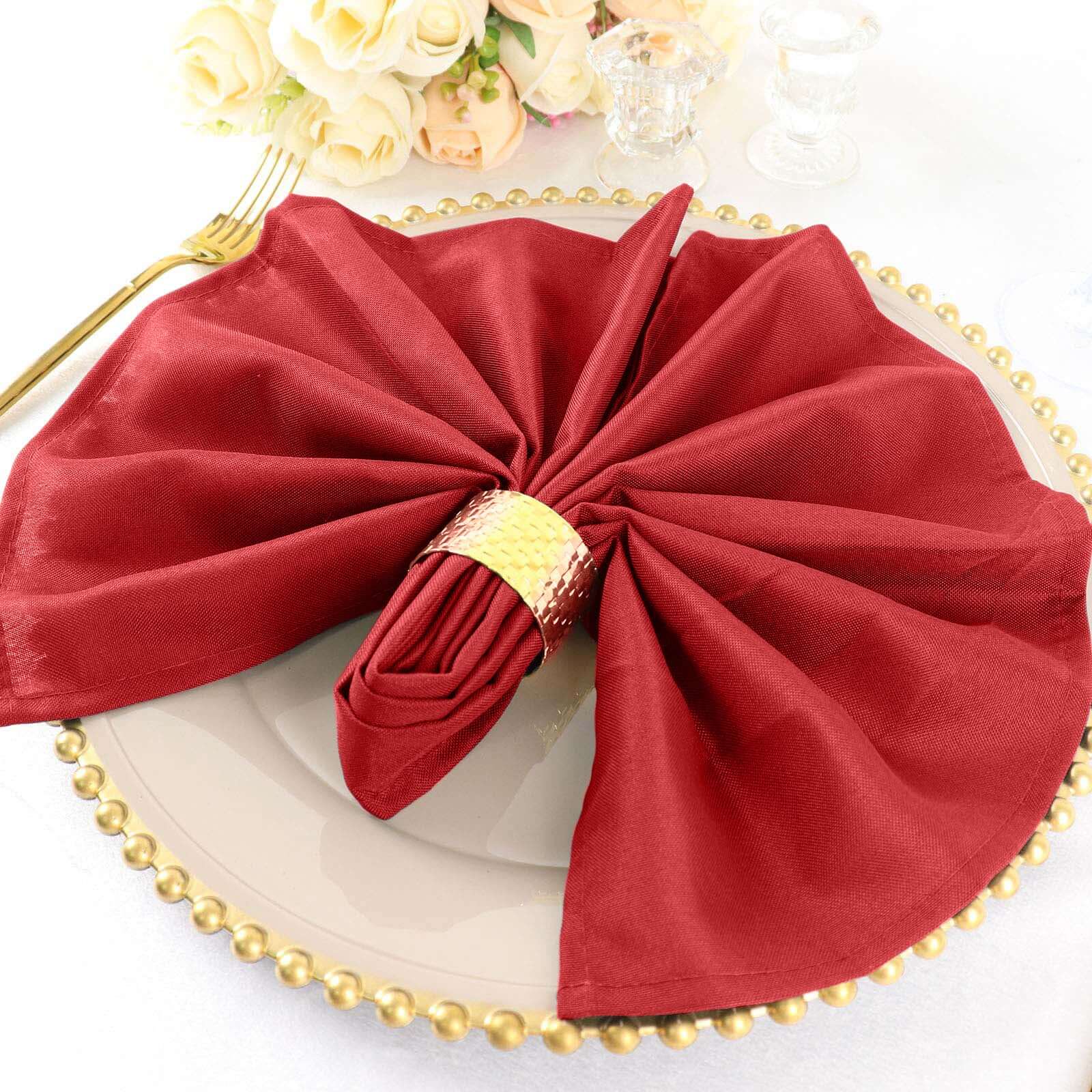 5 Pack Premium Polyester Napkins 20"x20" Red - Durable & Wrinkle Resistant Dinner Napkins - Image 7