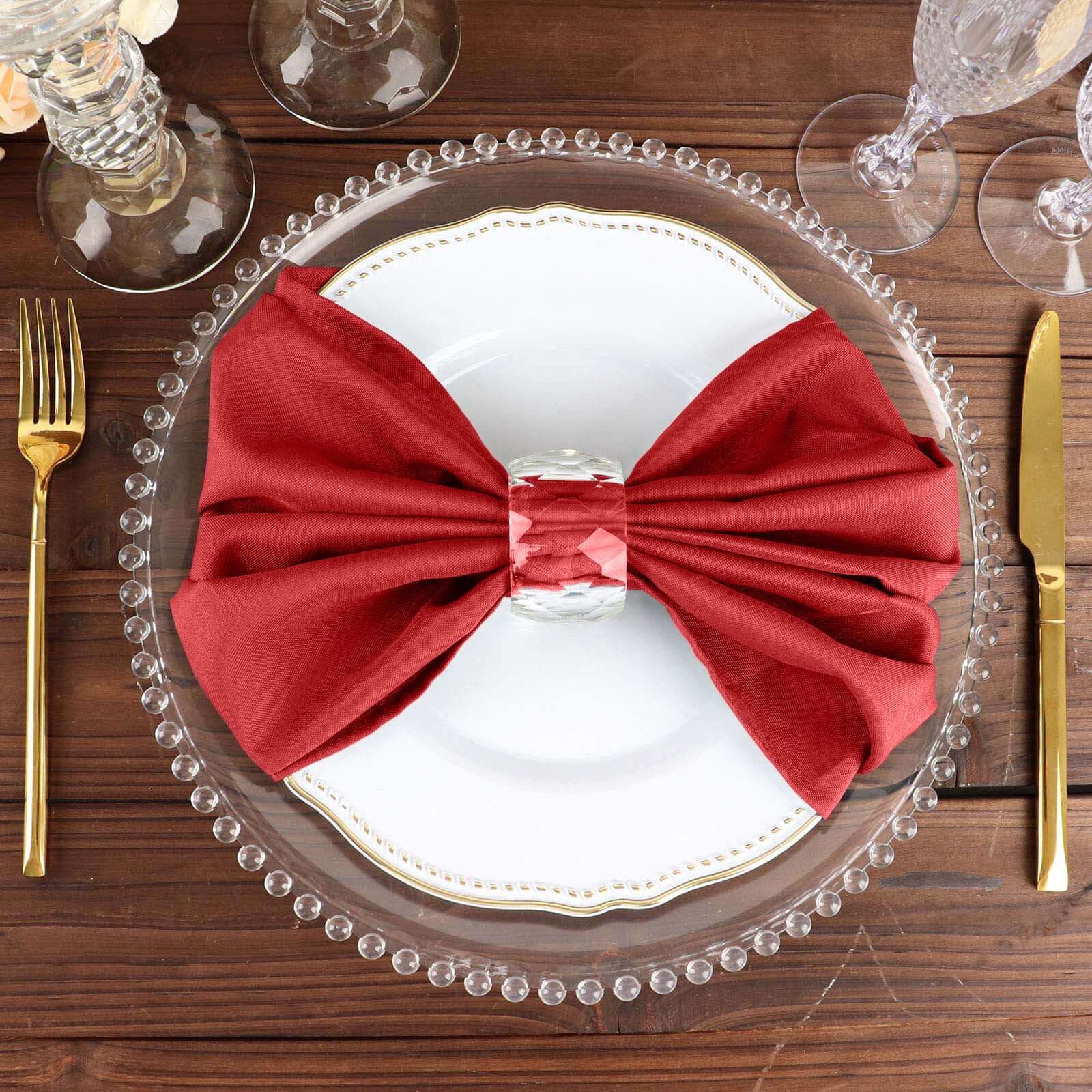 5 Pack Premium Polyester Napkins 20"x20" Red - Durable & Wrinkle Resistant Dinner Napkins - Image 8