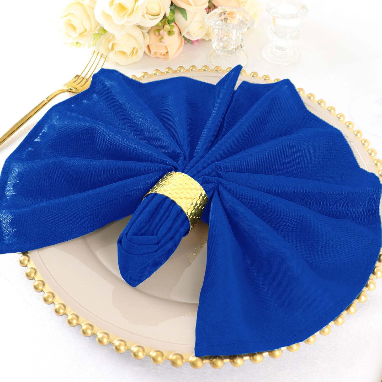 5 Pack Premium Polyester Napkins 20"x20" Royal Blue - Durable & Wrinkle Resistant Dinner Napkins - Image 2