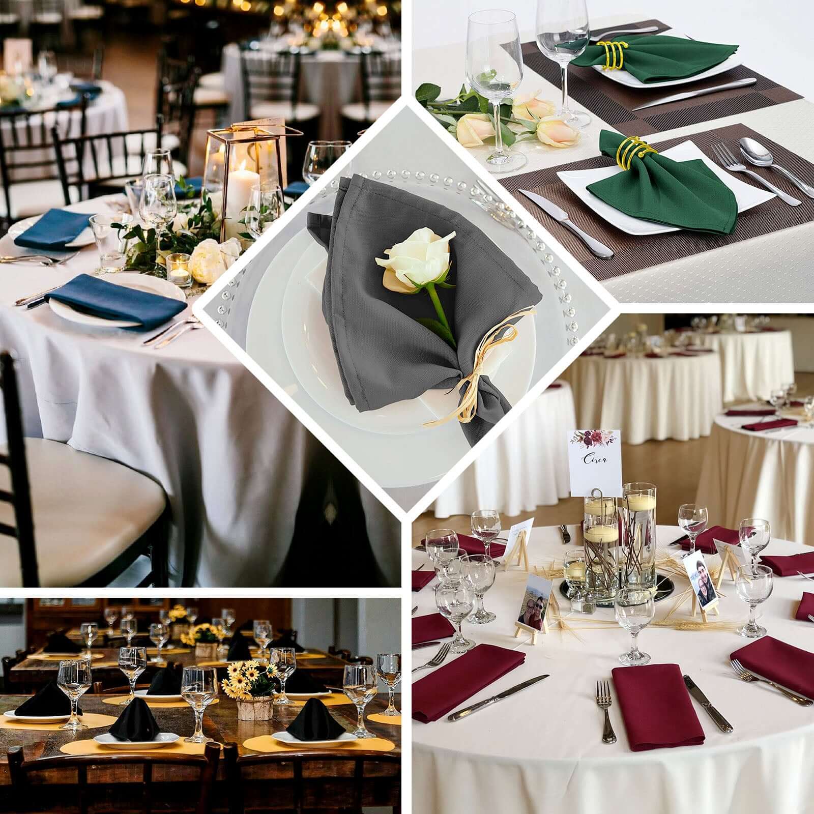5 Pack Premium Polyester Napkins 20"x20" Royal Blue - Durable & Wrinkle Resistant Dinner Napkins - Image 5
