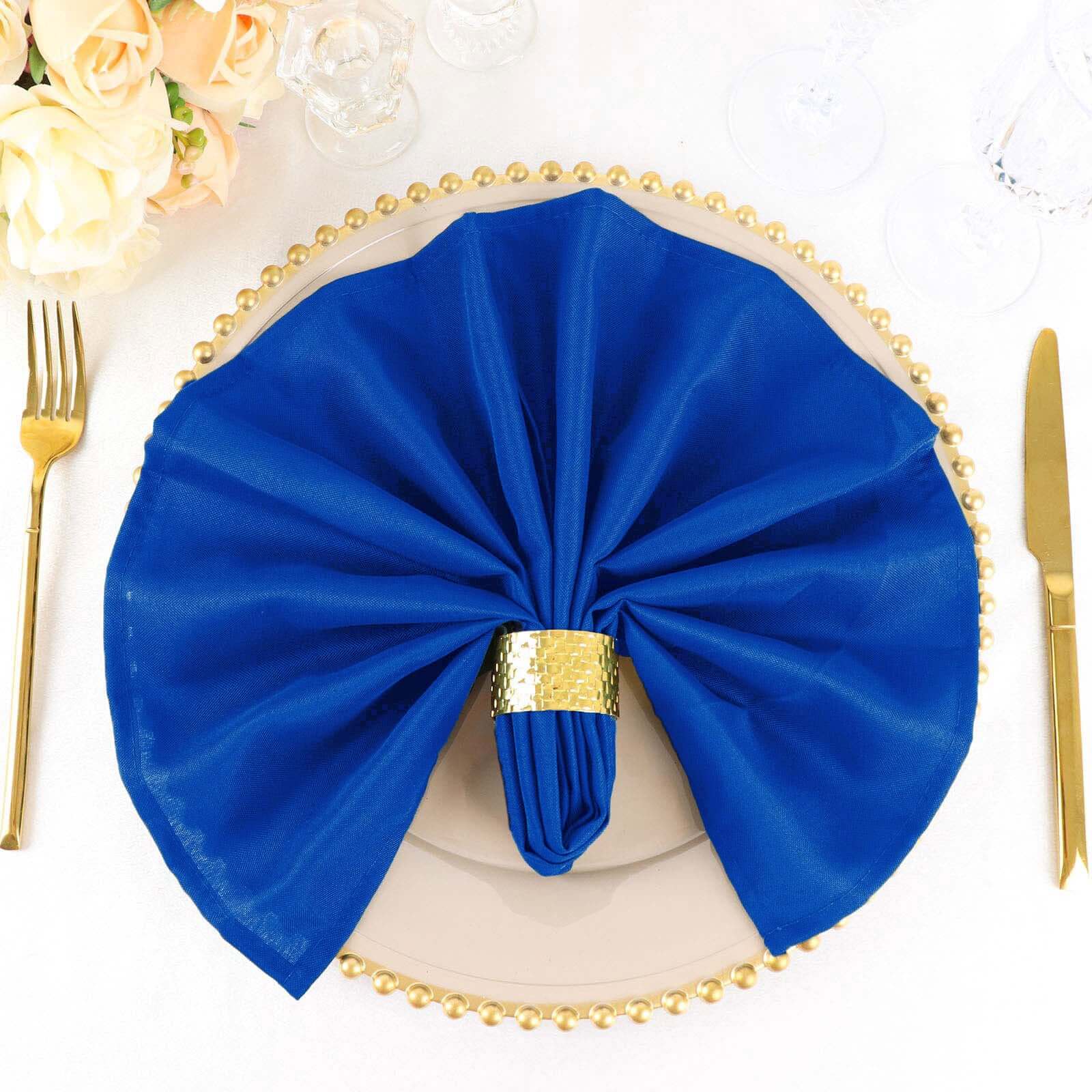 5 Pack Premium Polyester Napkins 20"x20" Royal Blue - Durable & Wrinkle Resistant Dinner Napkins - Image 7