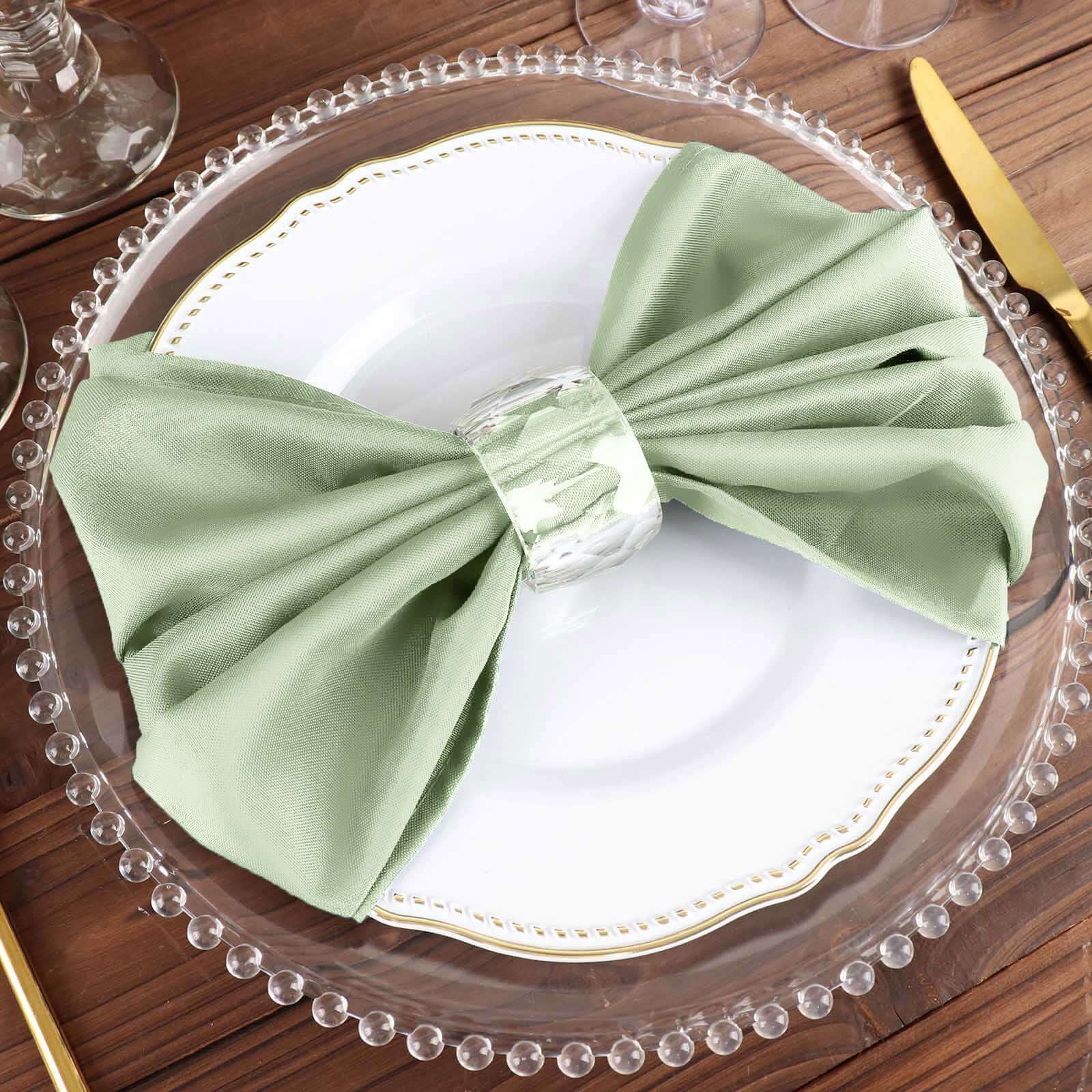 5 Pack Premium Polyester Napkins 20"x20" Sage Green - Durable & Wrinkle Resistant Dinner Napkins - Image 6