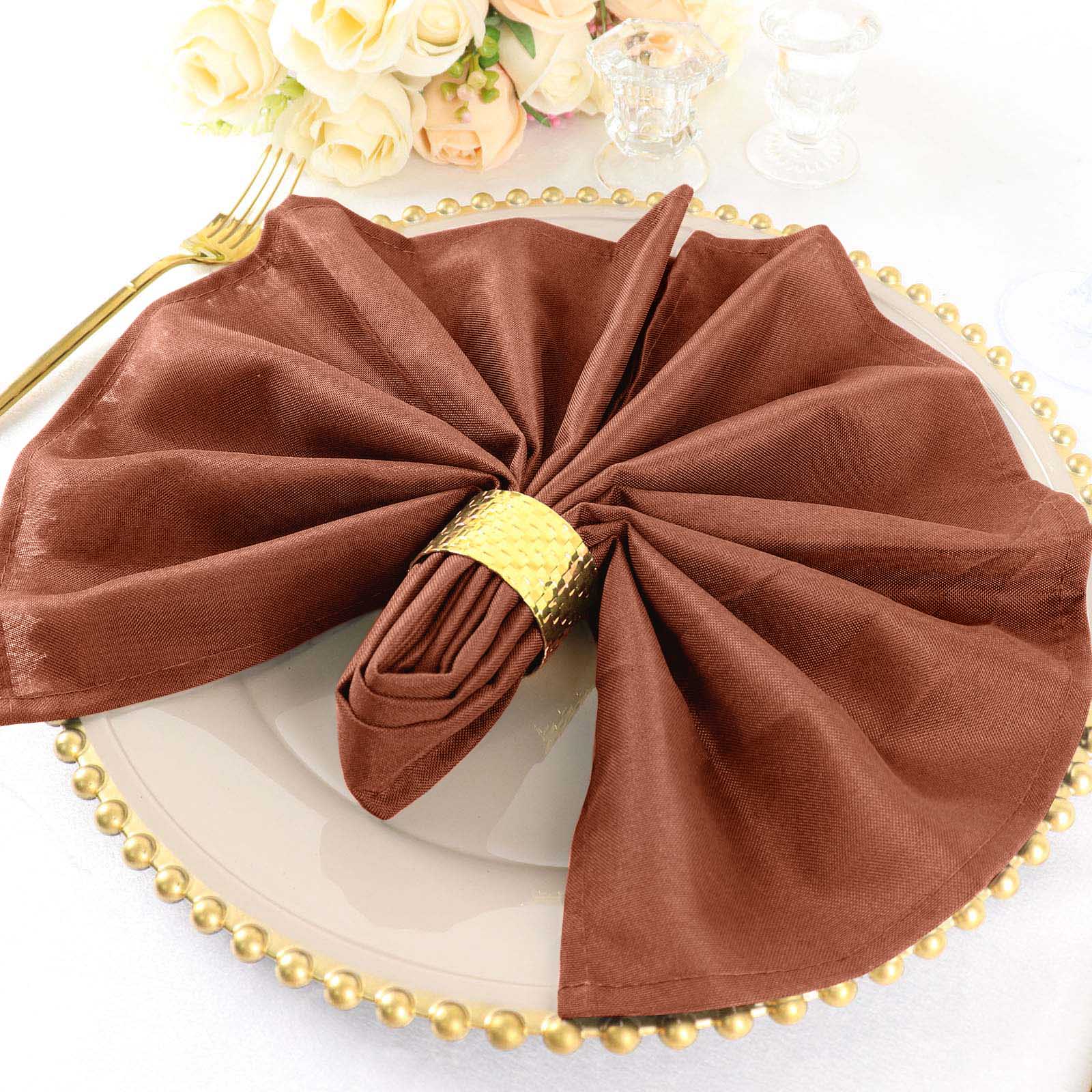 5 Pack Premium Polyester Napkins 20"x20" Terracotta (Rust) - Durable & Wrinkle Resistant Dinner Napkins - Image 2