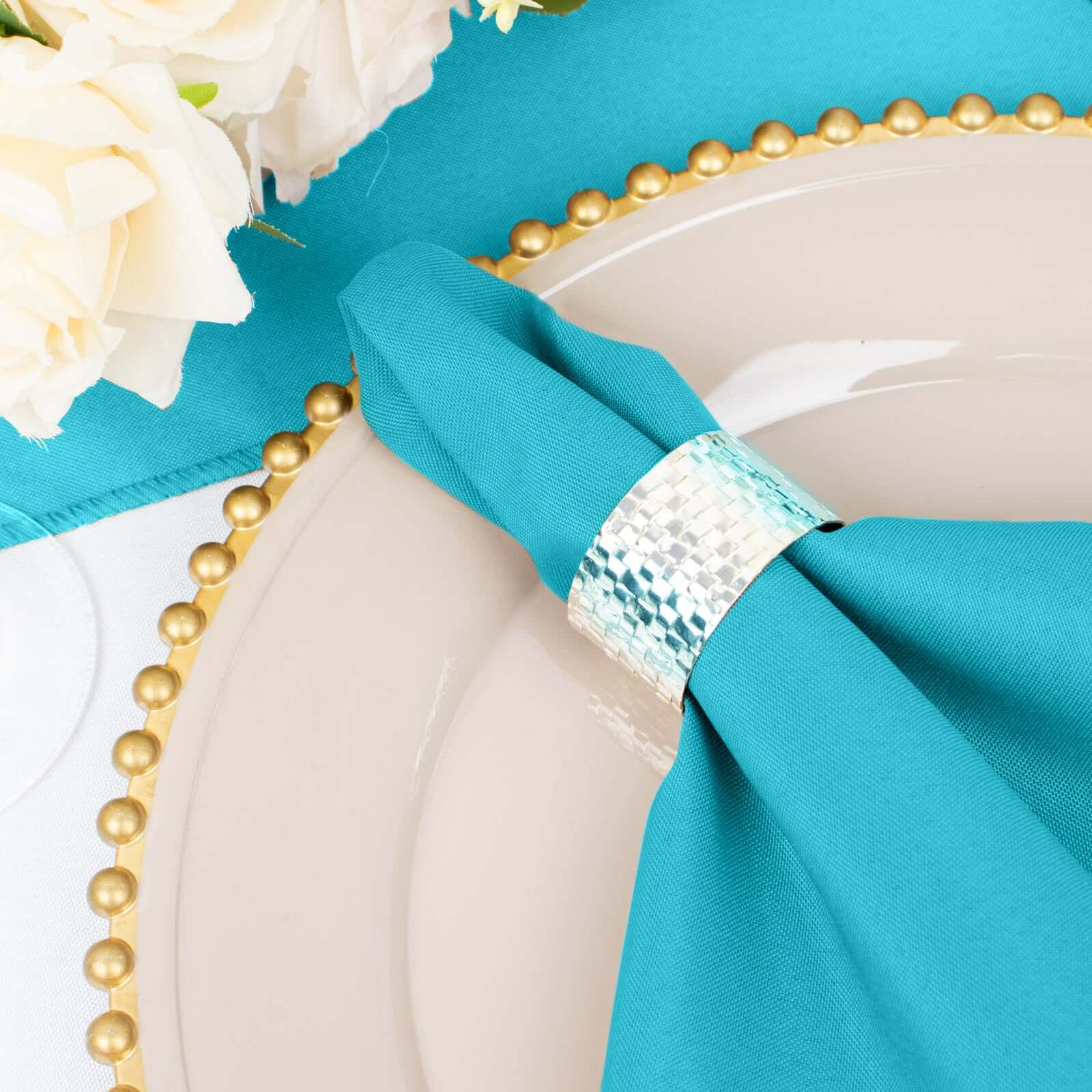 5 Pack Premium Polyester Napkins 20"x20" Turquoise - Durable & Wrinkle Resistant Dinner Napkins - Image 7