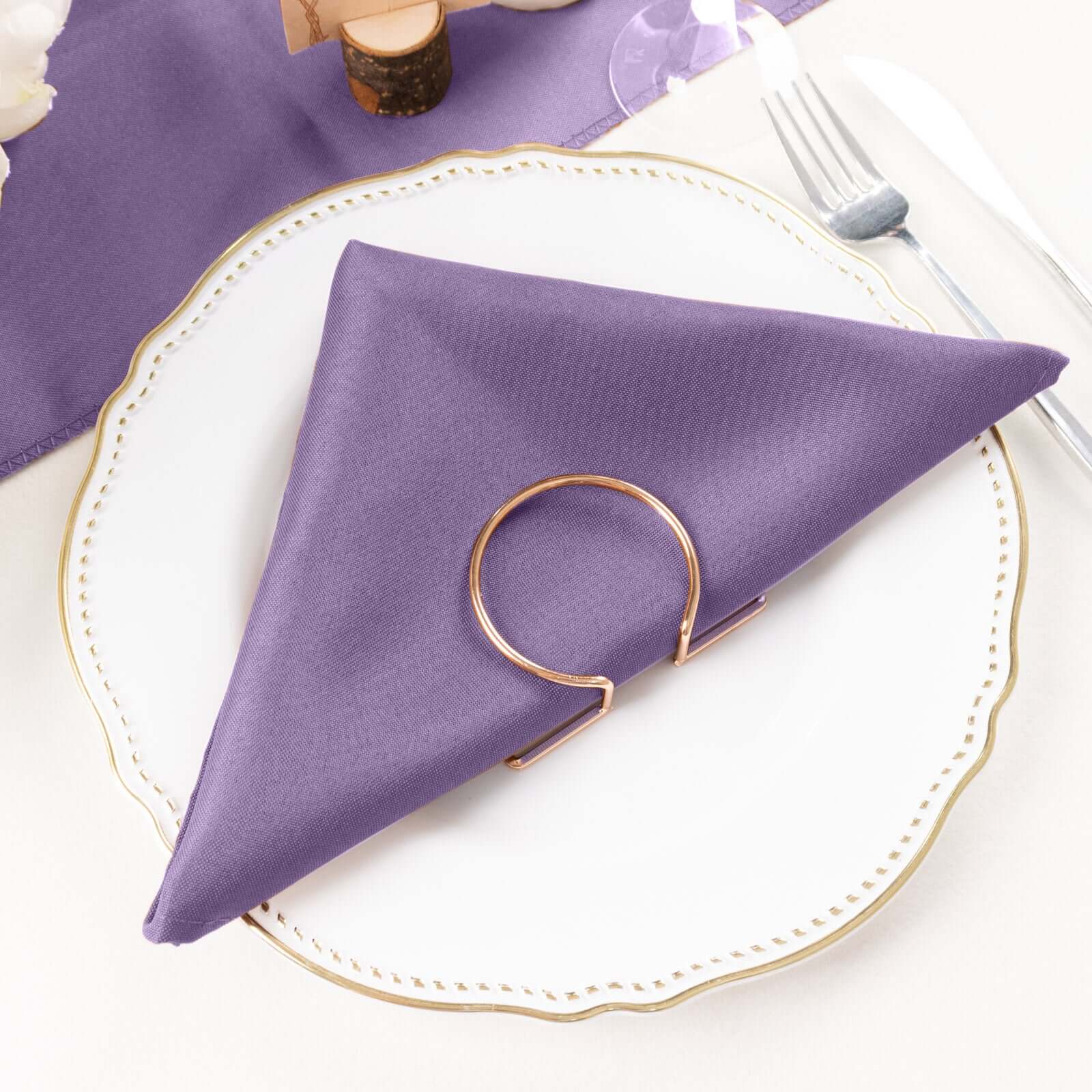 5 Pack Premium Polyester Napkins 20"x20" Violet Amethyst - Durable & Wrinkle Resistant Dinner Napkins - Image 2