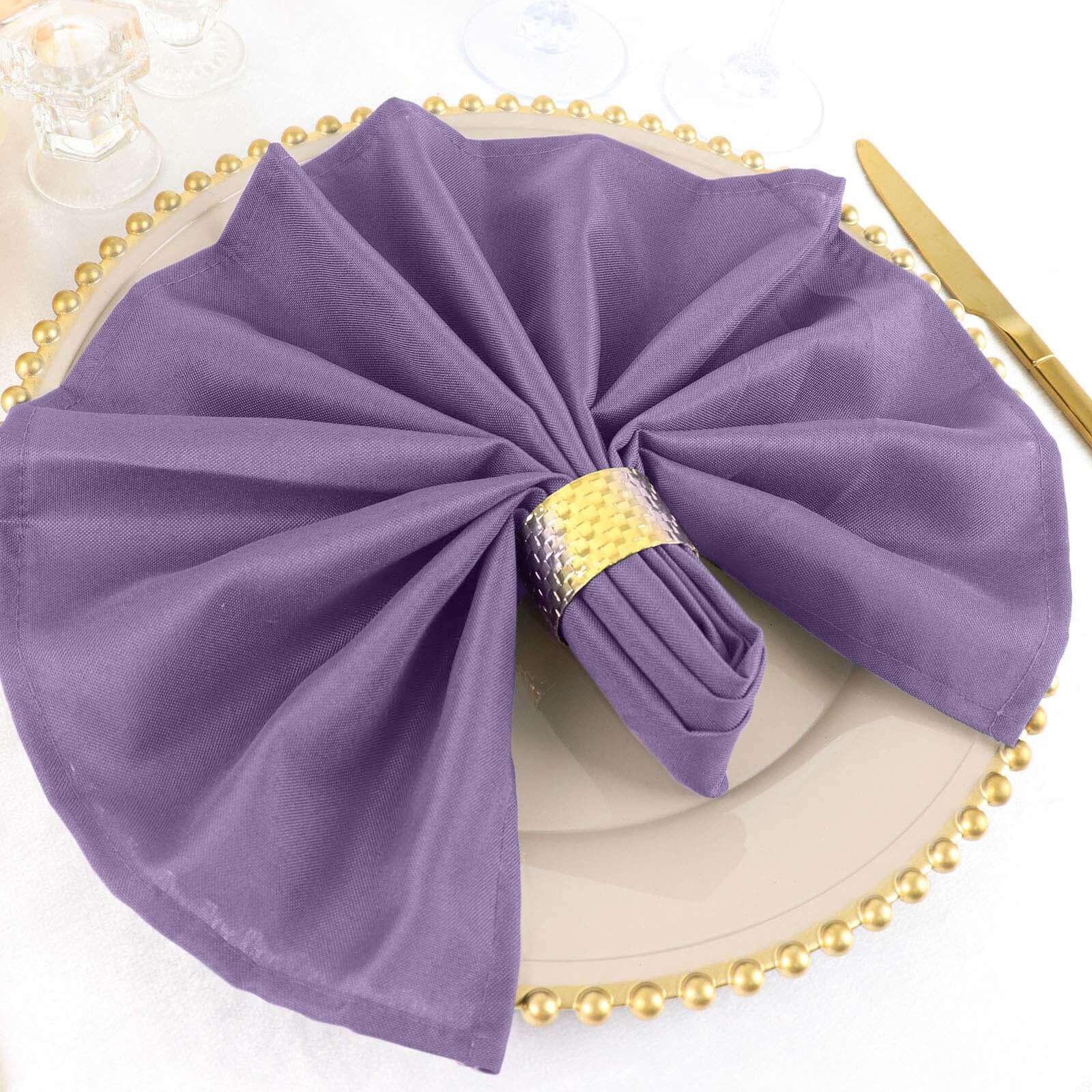 5 Pack Premium Polyester Napkins 20"x20" Violet Amethyst - Durable & Wrinkle Resistant Dinner Napkins - Image 6