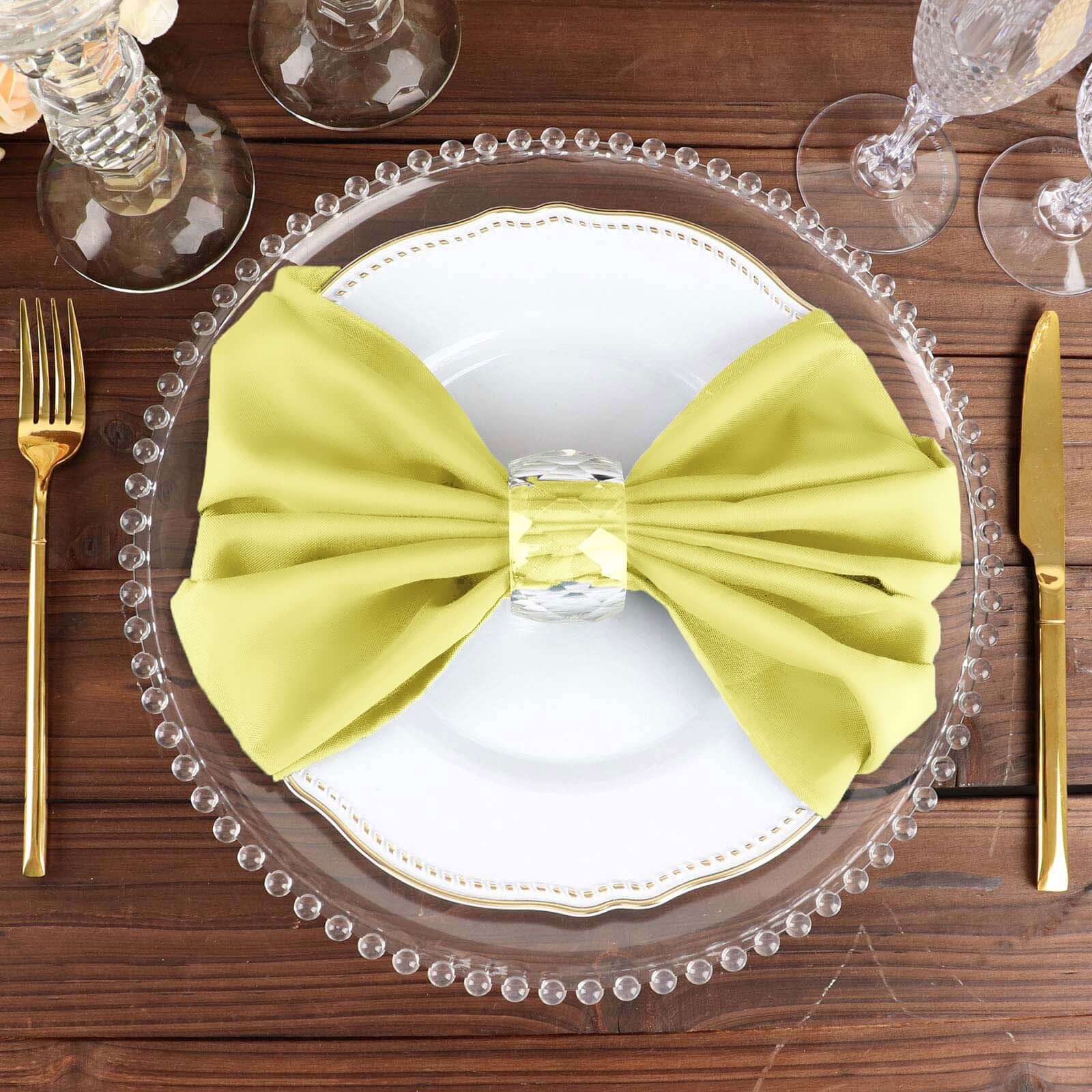 5 Pack Premium Polyester Napkins 20"x20" Yellow - Durable & Wrinkle Resistant Dinner Napkins - Image 6