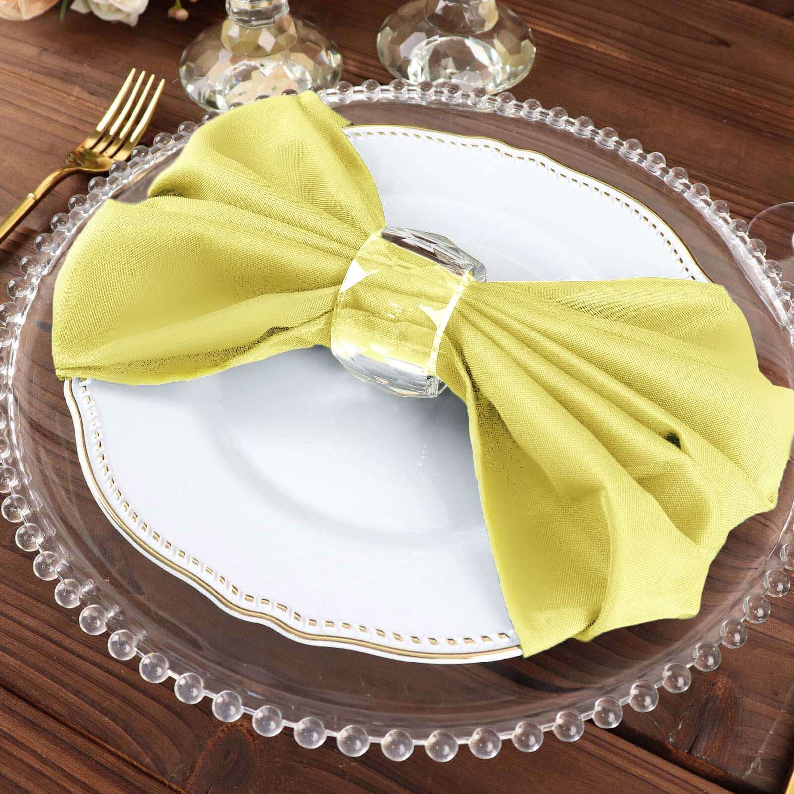 5 Pack Premium Polyester Napkins 20"x20" Yellow - Durable & Wrinkle Resistant Dinner Napkins - Image 7