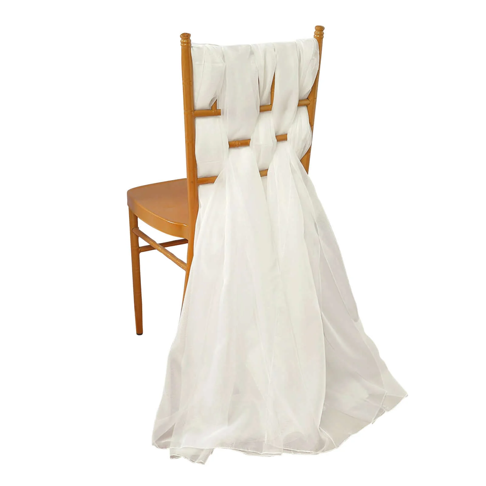 5 Pack Chiffon Chair Sashes 22"x78" Ivory - Sheer Designer Chair Bows - Image 2