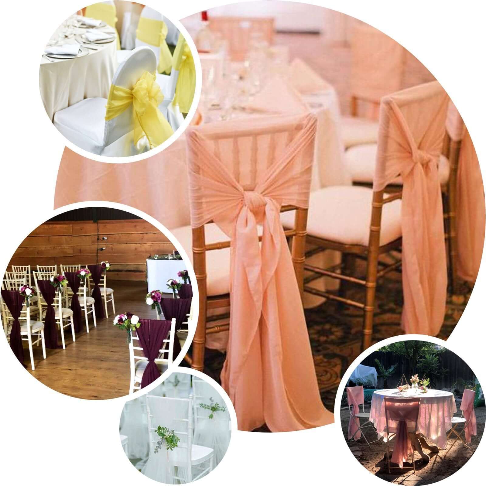 5 Pack Chiffon Chair Sashes 22"x78" Terracotta (Rust) - Sheer Designer Chair Bows - Image 4