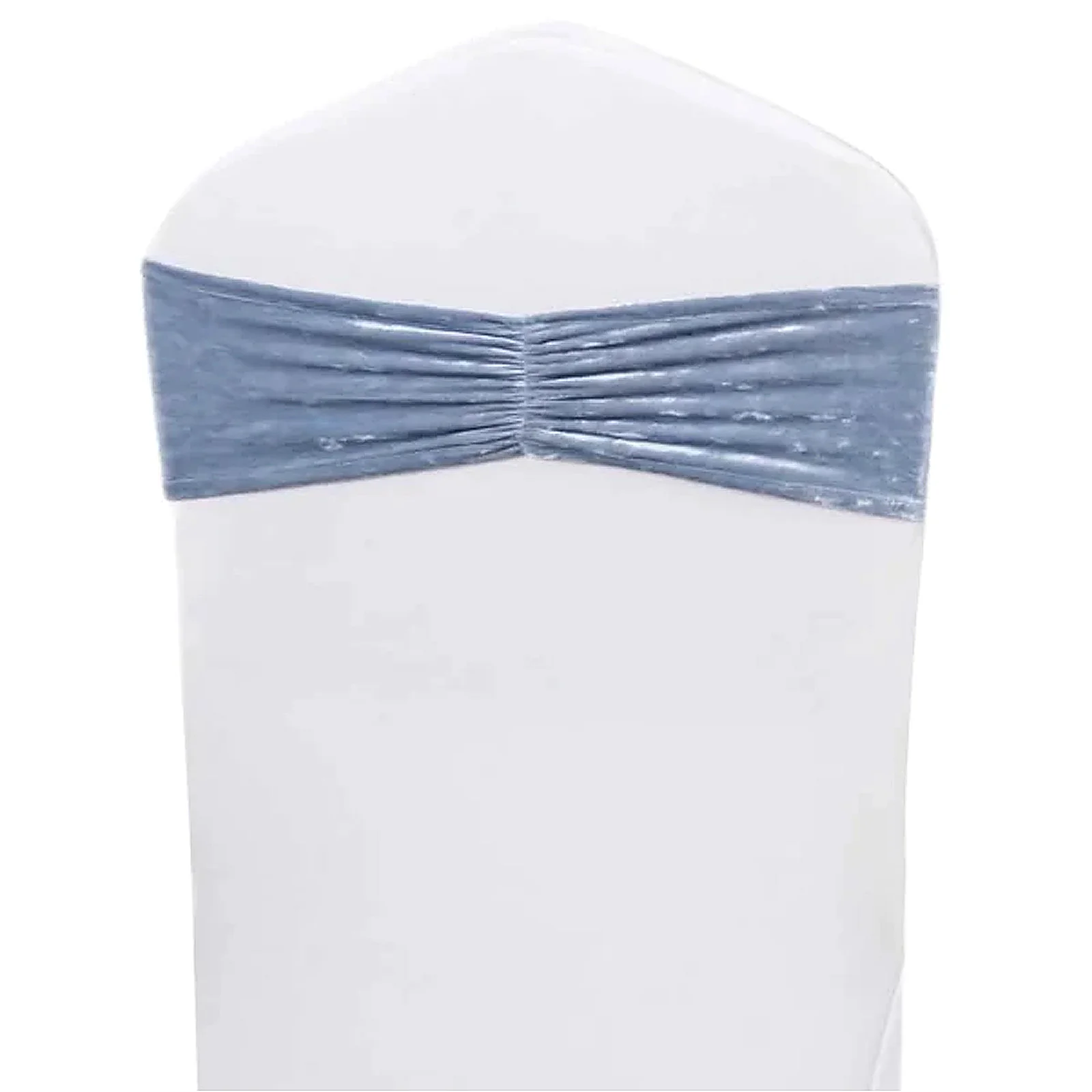 5 Pack Premium Crushed Velvet Chair Sashes Dusty Blue, Ruffle Style Textured Decorative Chair Bands - Image 12
