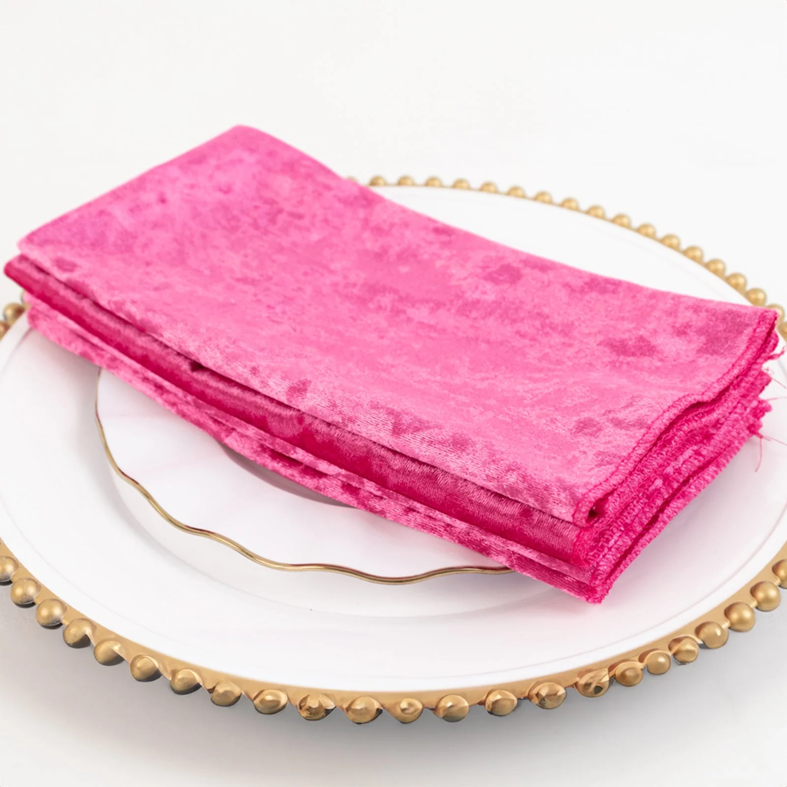 5 Pack Premium Crushed Velvet Napkins 20"x20" Fuchsia - Exquisite Lustrous Cloth Napkins - Image 9