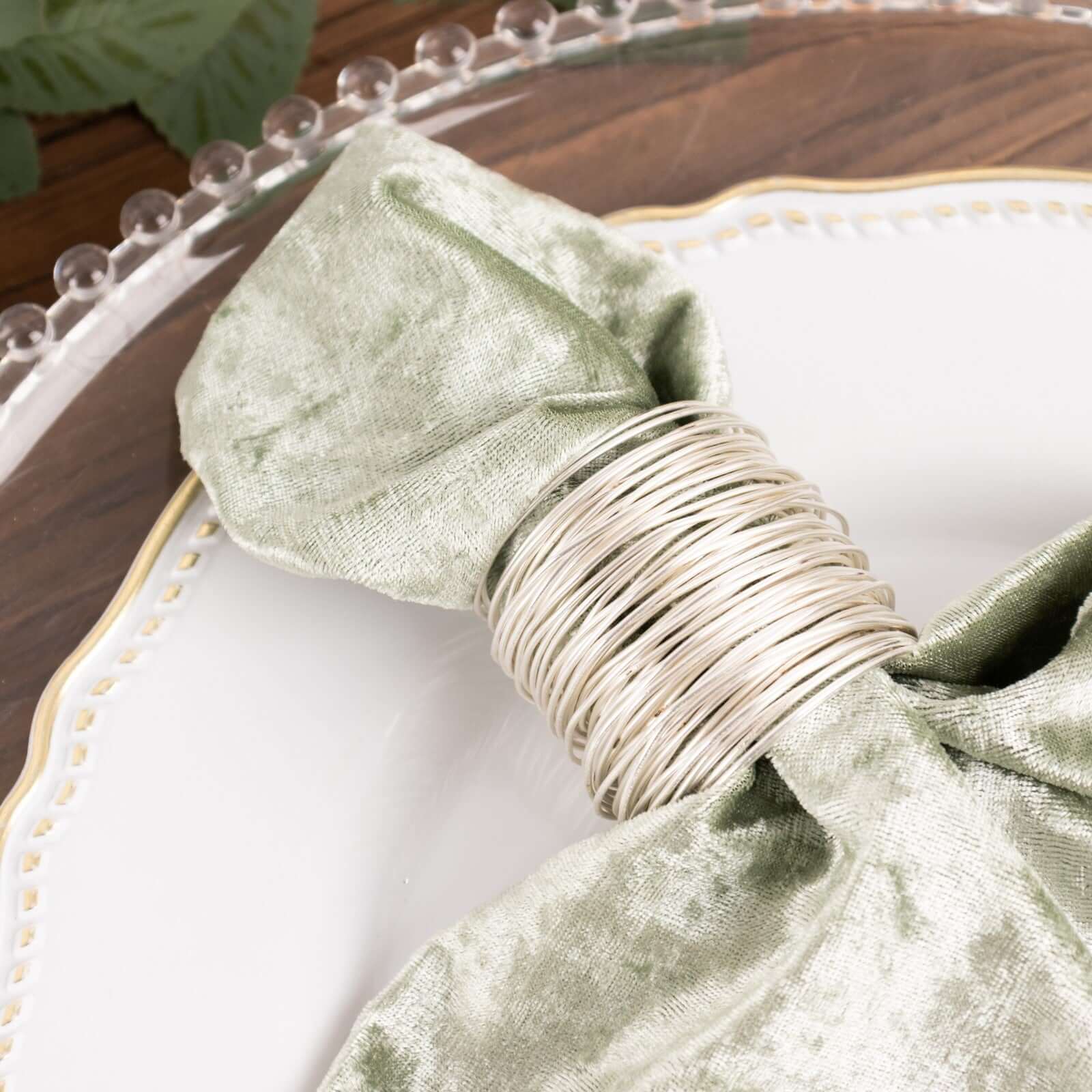 5 Pack Premium Crushed Velvet Napkins 20"x20" Sage Green - Exquisite Lustrous Cloth Napkins - Image 7