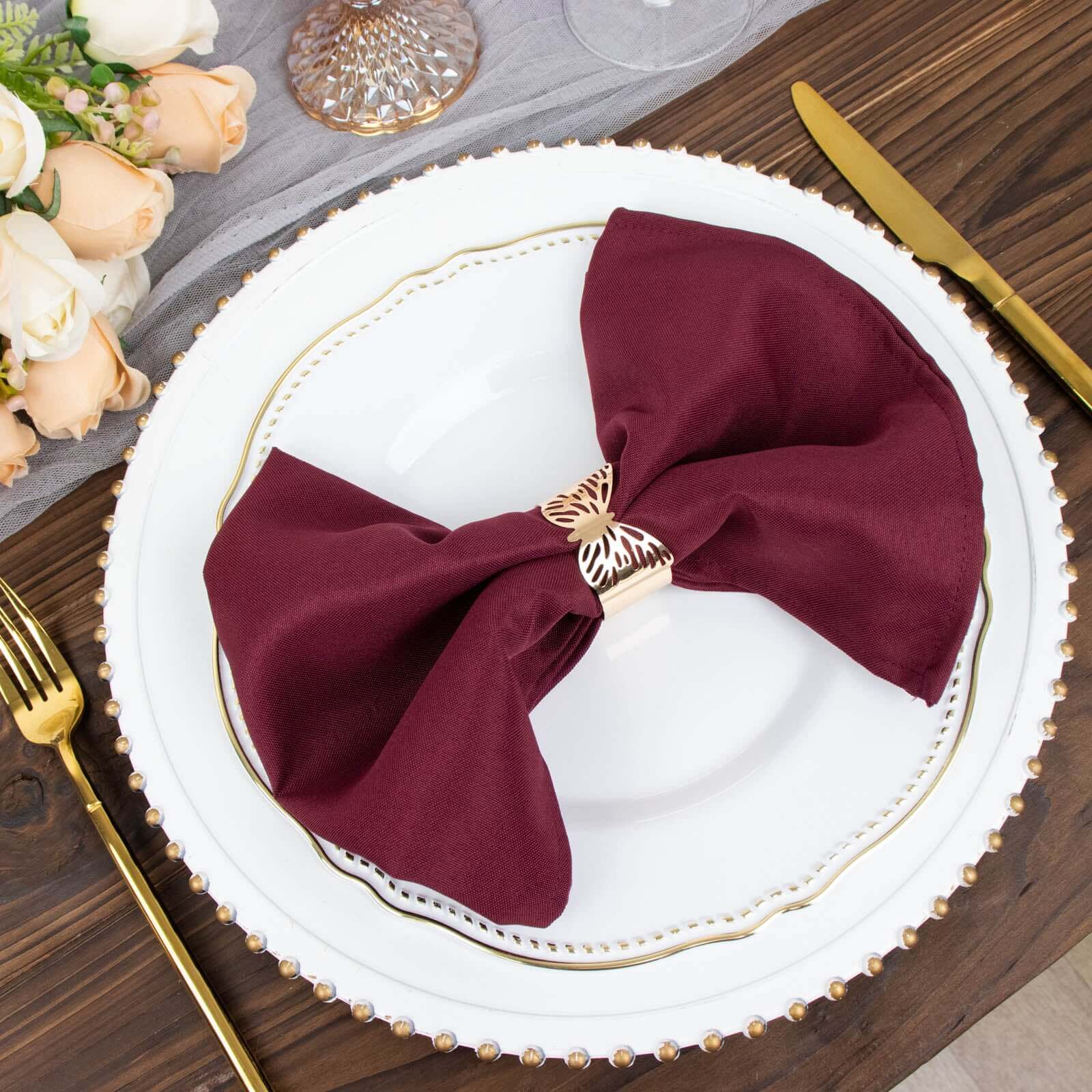 5 Pack Commercial Grade Polyester Napkins 20"x20" Burgundy - 220GSM Stain & Wrinkle Resistant Cloth Napkins - Image 7
