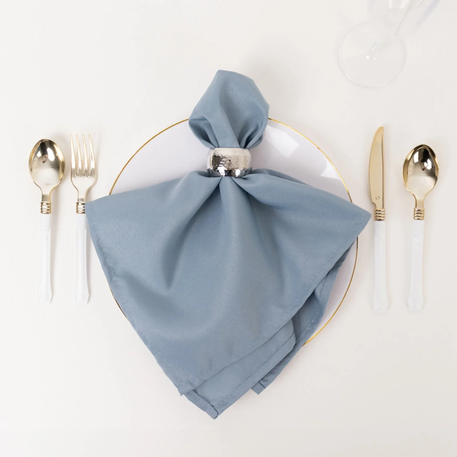 5 Pack Commercial Grade Polyester Napkins 20"x20" Dusty Blue - 220GSM Stain & Wrinkle Resistant Cloth Napkins