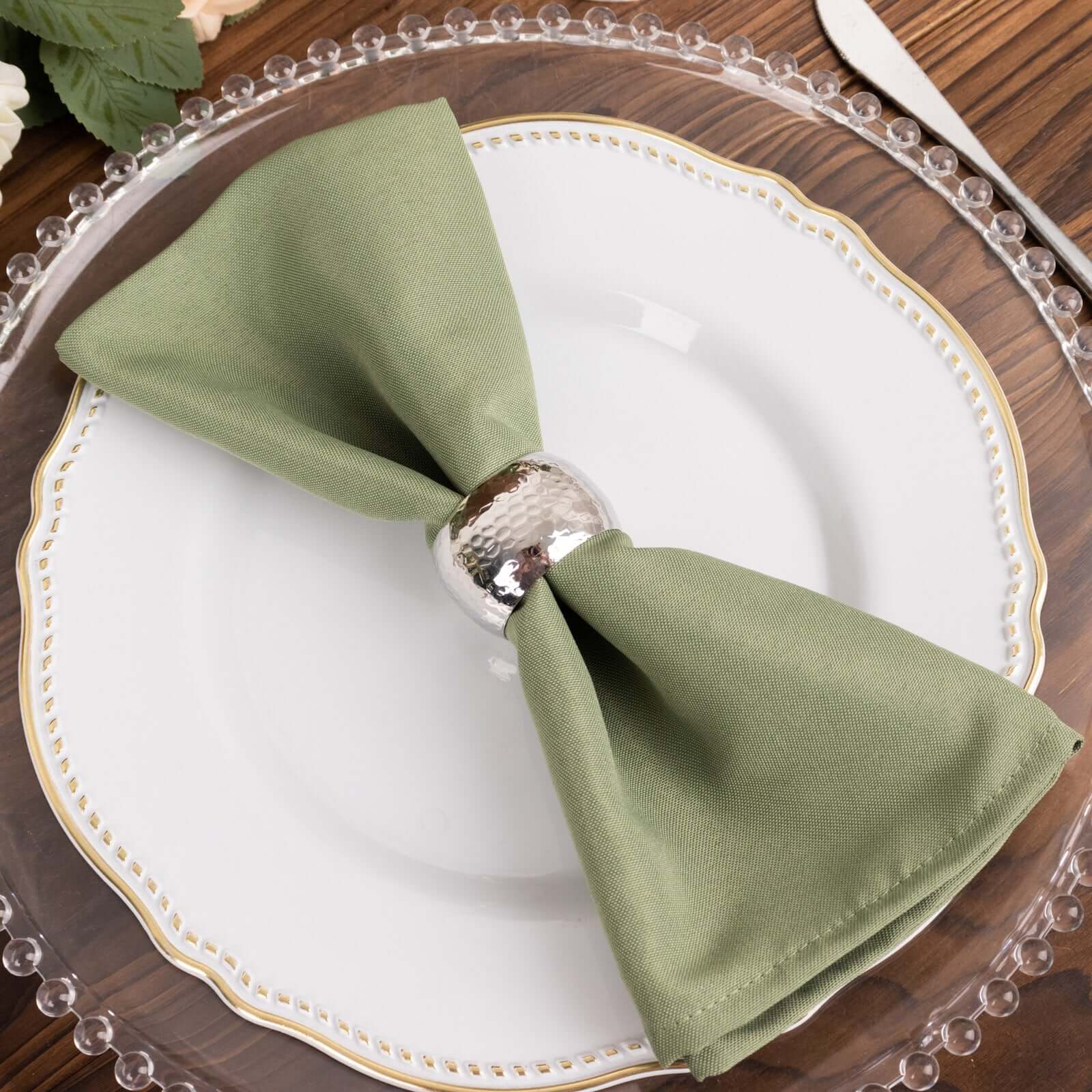 5 Pack Commercial Grade Polyester Napkins 20"x20" Dusty Sage Green - 220GSM Stain & Wrinkle Resistant Cloth Napkins - Image 2