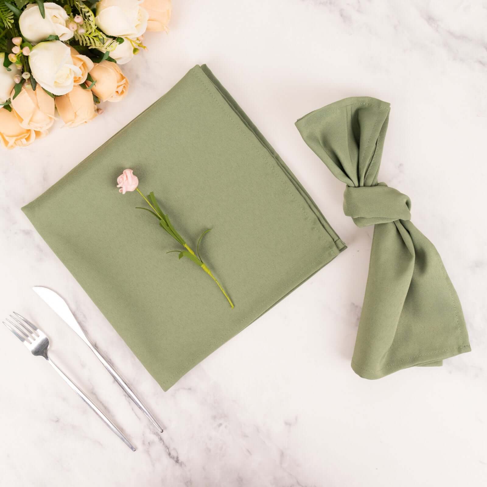 5 Pack Commercial Grade Polyester Napkins 20"x20" Dusty Sage Green - 220GSM Stain & Wrinkle Resistant Cloth Napkins - Image 7