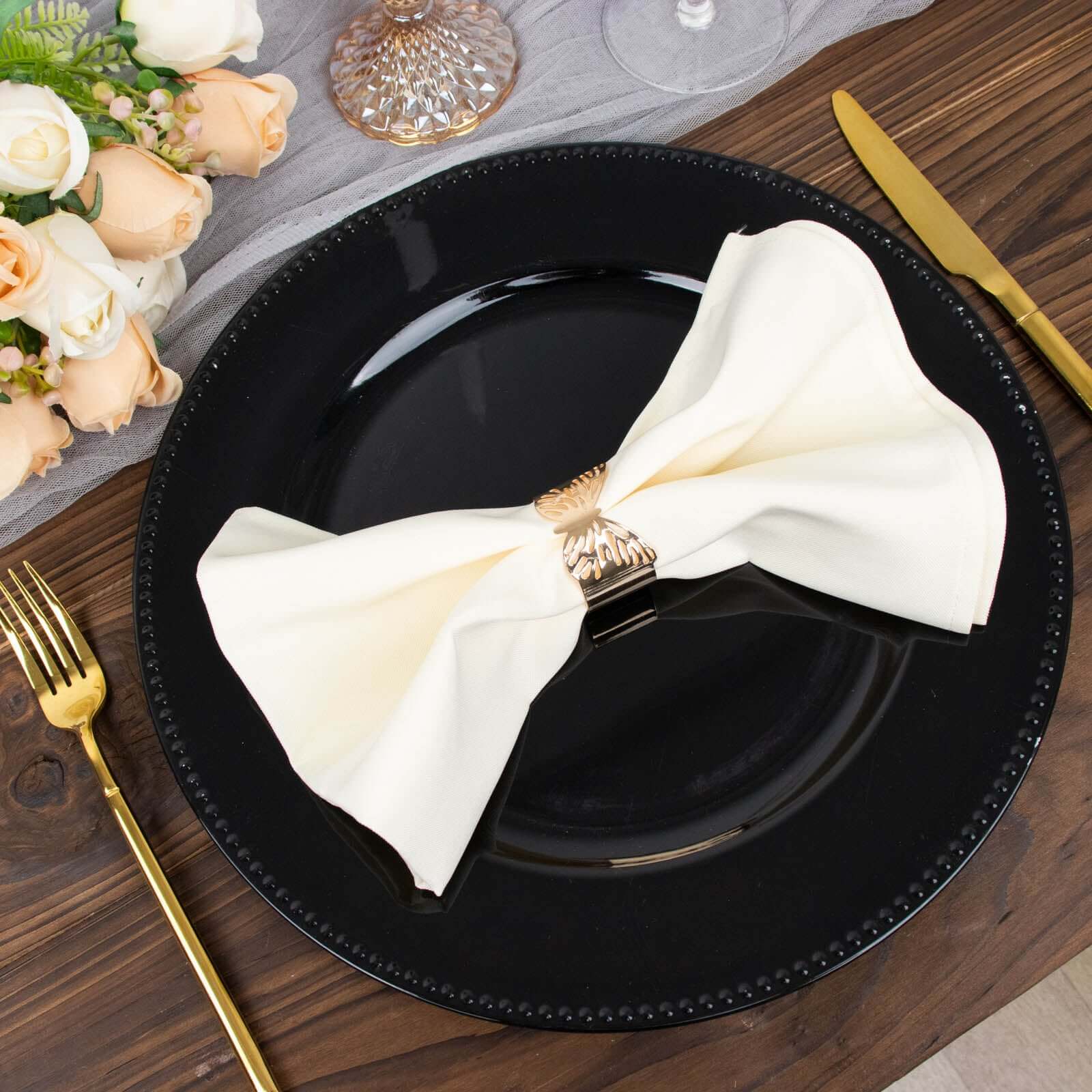 5 Pack Commercial Grade Polyester Napkins 20"x20" Ivory - 220GSM Stain & Wrinkle Resistant Cloth Napkins - Image 5