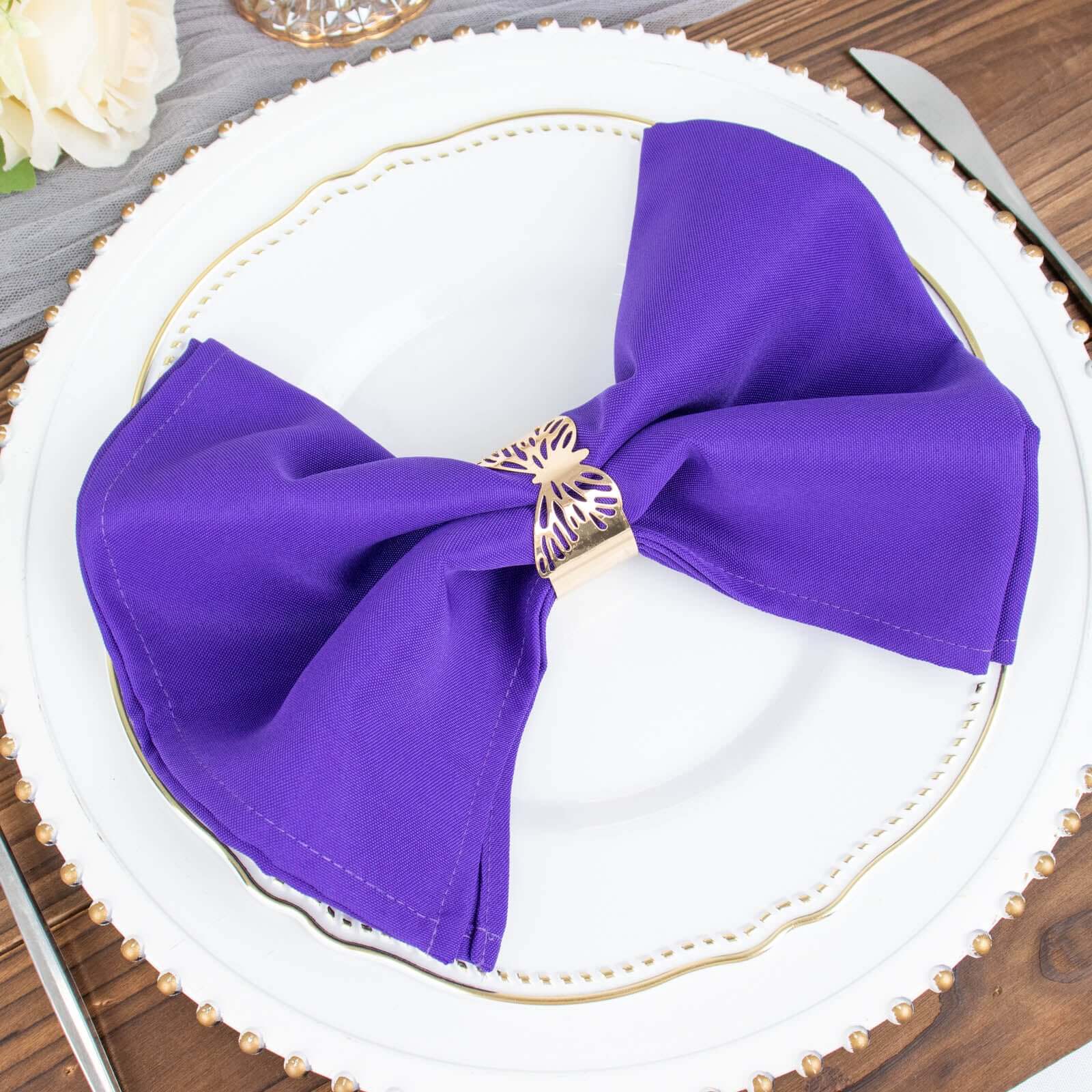 5 Pack Commercial Grade Polyester Napkins 20"x20" Purple - 220GSM Stain & Wrinkle Resistant Cloth Napkins - Image 6