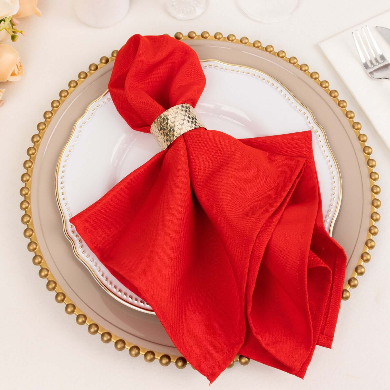 5 Pack Commercial Grade Polyester Napkins 20"x20" Red - 220GSM Stain & Wrinkle Resistant Cloth Napkins - Image 7