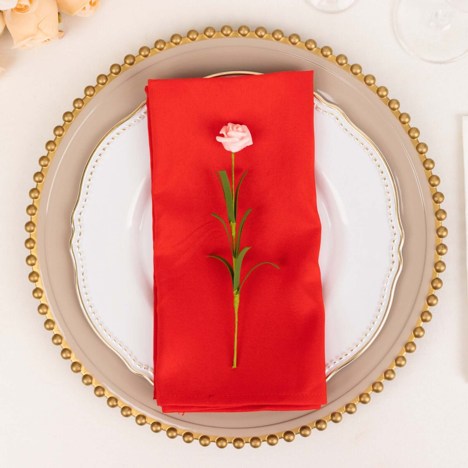 5 Pack Commercial Grade Polyester Napkins 20"x20" Red - 220GSM Stain & Wrinkle Resistant Cloth Napkins - Image 8