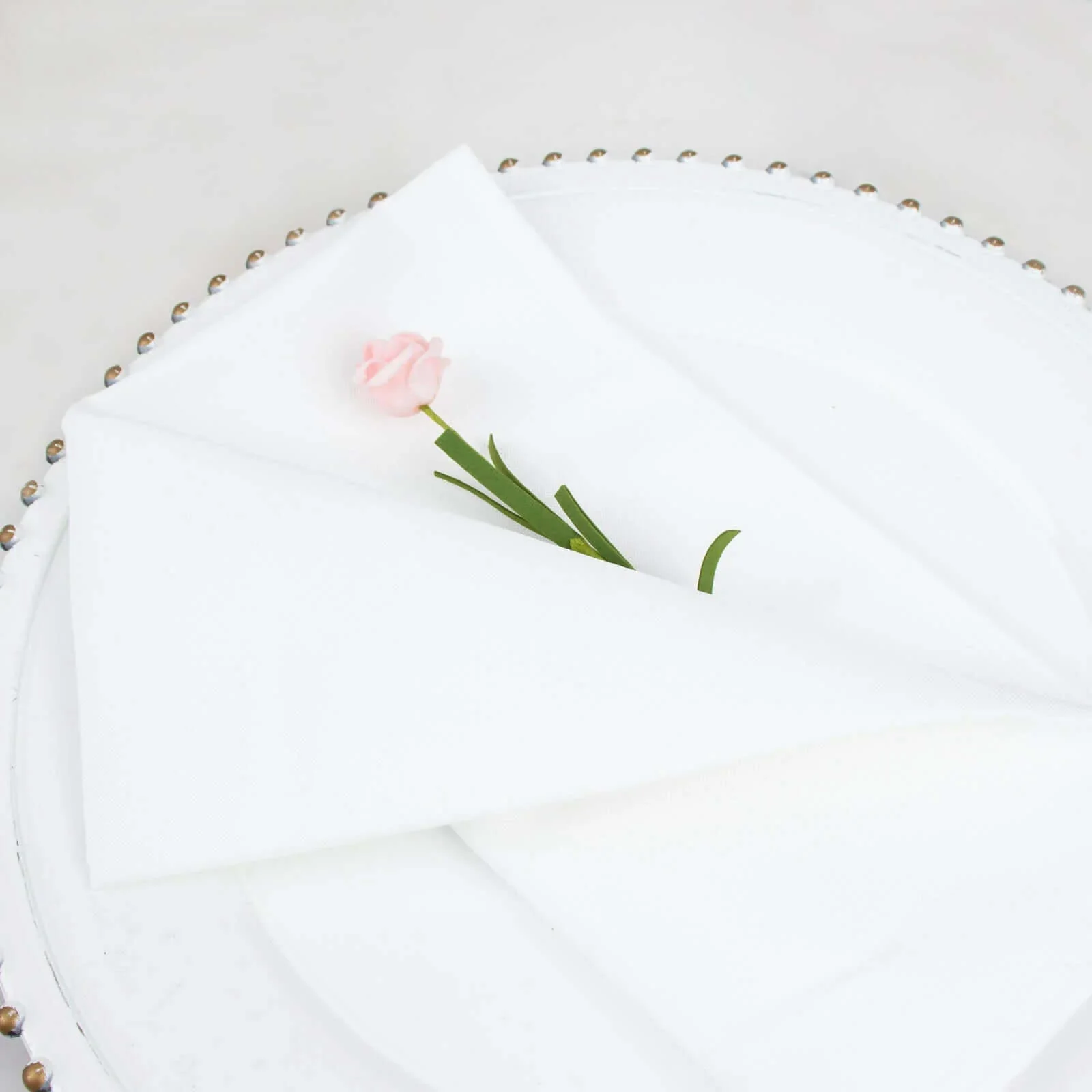 5 Pack Commercial Grade Polyester Napkins 20"x20" White - 220GSM Stain and Wrinkle Resistant Cloth Napkins for Weddings, Parties & Events