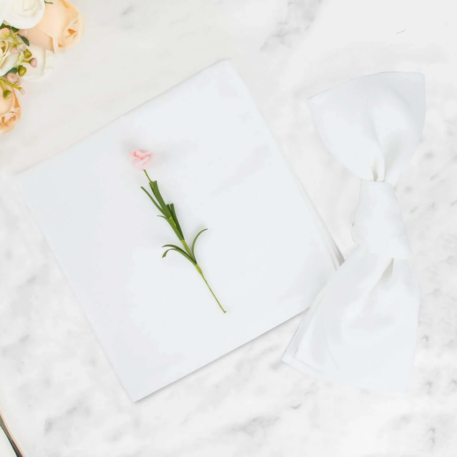 5 Pack Commercial Grade Polyester Napkins 20"x20" White - 220GSM Stain and Wrinkle Resistant Cloth Napkins for Weddings, Parties & Events - Image 2