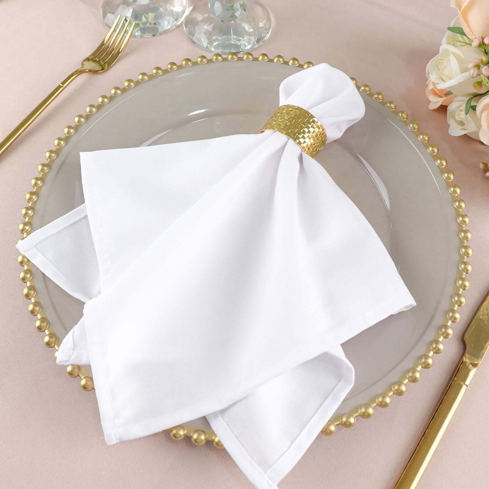 5 Pack Commercial Grade Polyester Napkins 20"x20" White - 220GSM Stain and Wrinkle Resistant Cloth Napkins for Weddings, Parties & Events - Image 6