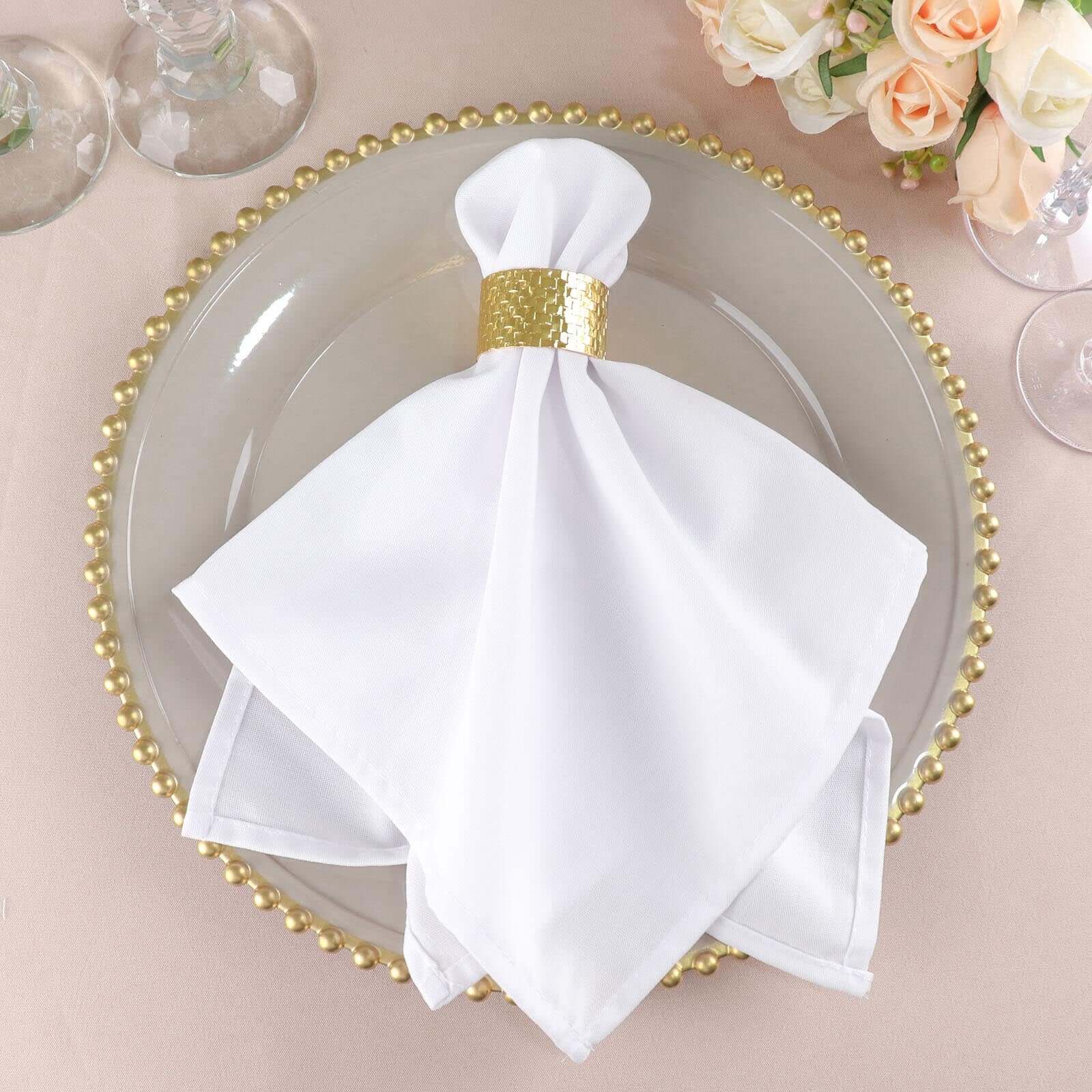 5 Pack Commercial Grade Polyester Napkins 20"x20" White - 220GSM Stain and Wrinkle Resistant Cloth Napkins for Weddings, Parties & Events - Image 8