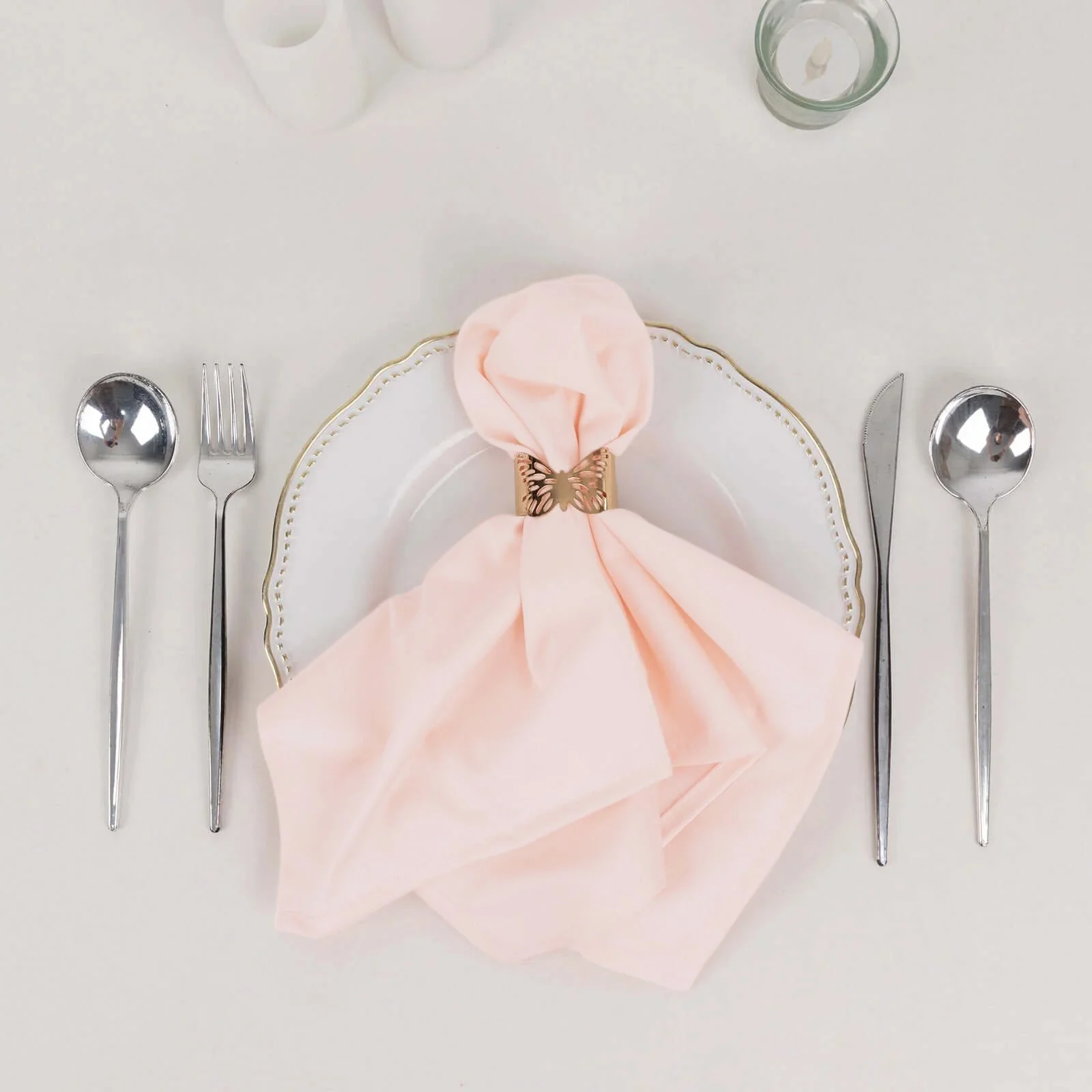 5 Pack Scuba Napkins 20"x20" Blush - Wrinkle-Free & Reusable Cloth Napkins - Image 6