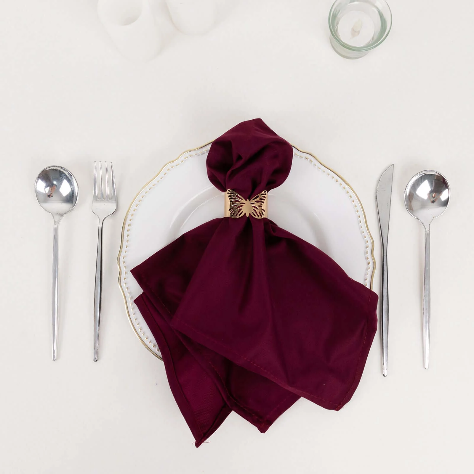 5 Pack Scuba Napkins 20"x20" Burgundy - Wrinkle-Free & Reusable Cloth Napkins - Image 6