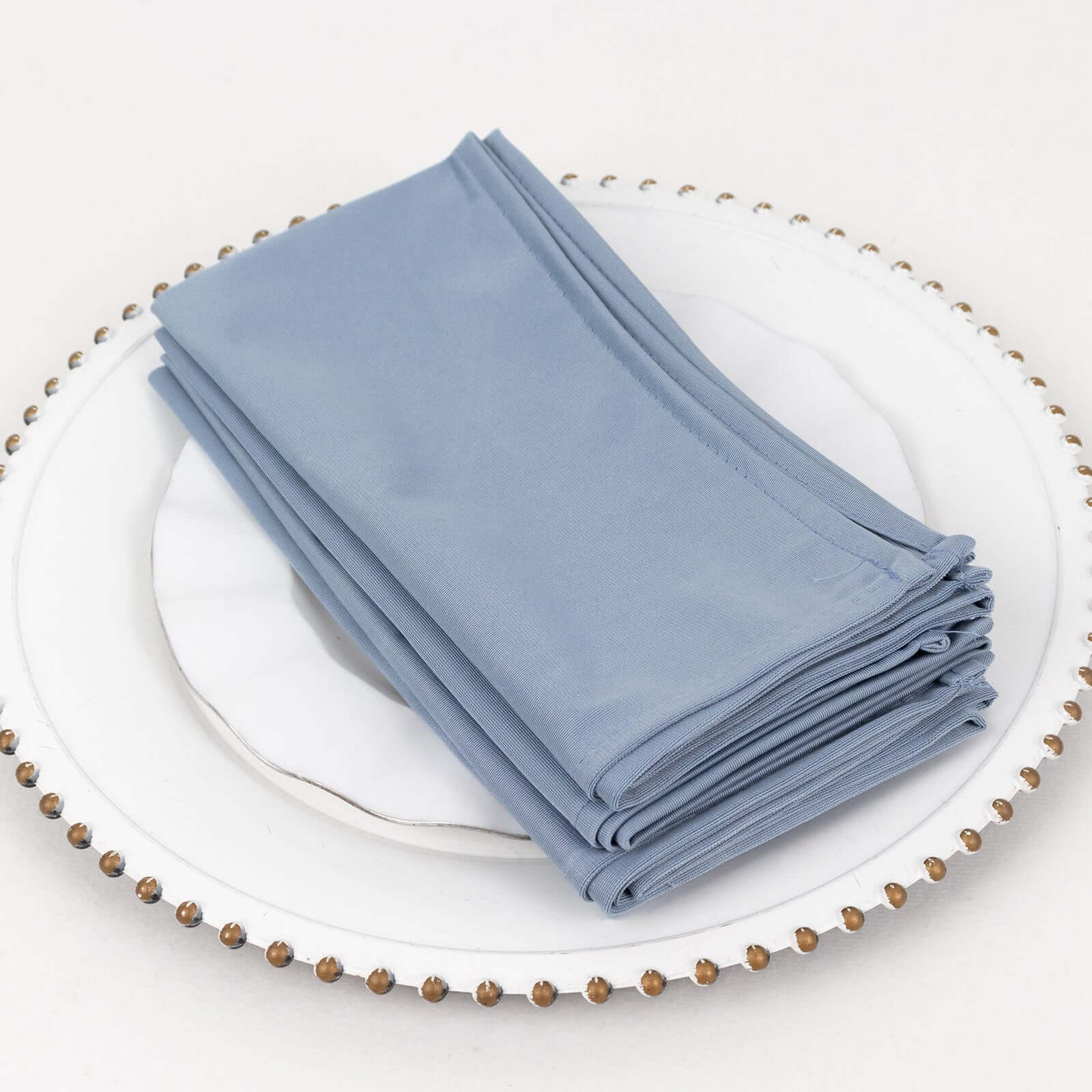 5 Pack Scuba Napkins 20"x20" Dusty Blue - Wrinkle-Free & Reusable Cloth Napkins - Image 2