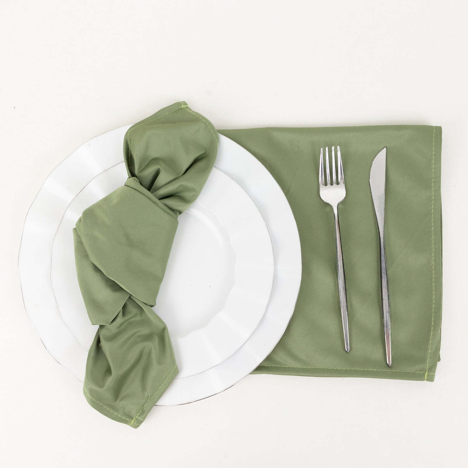 5 Pack Scuba Napkins 20"x20" Dusty Sage Green - Wrinkle-Free & Reusable Cloth Napkins - Image 3