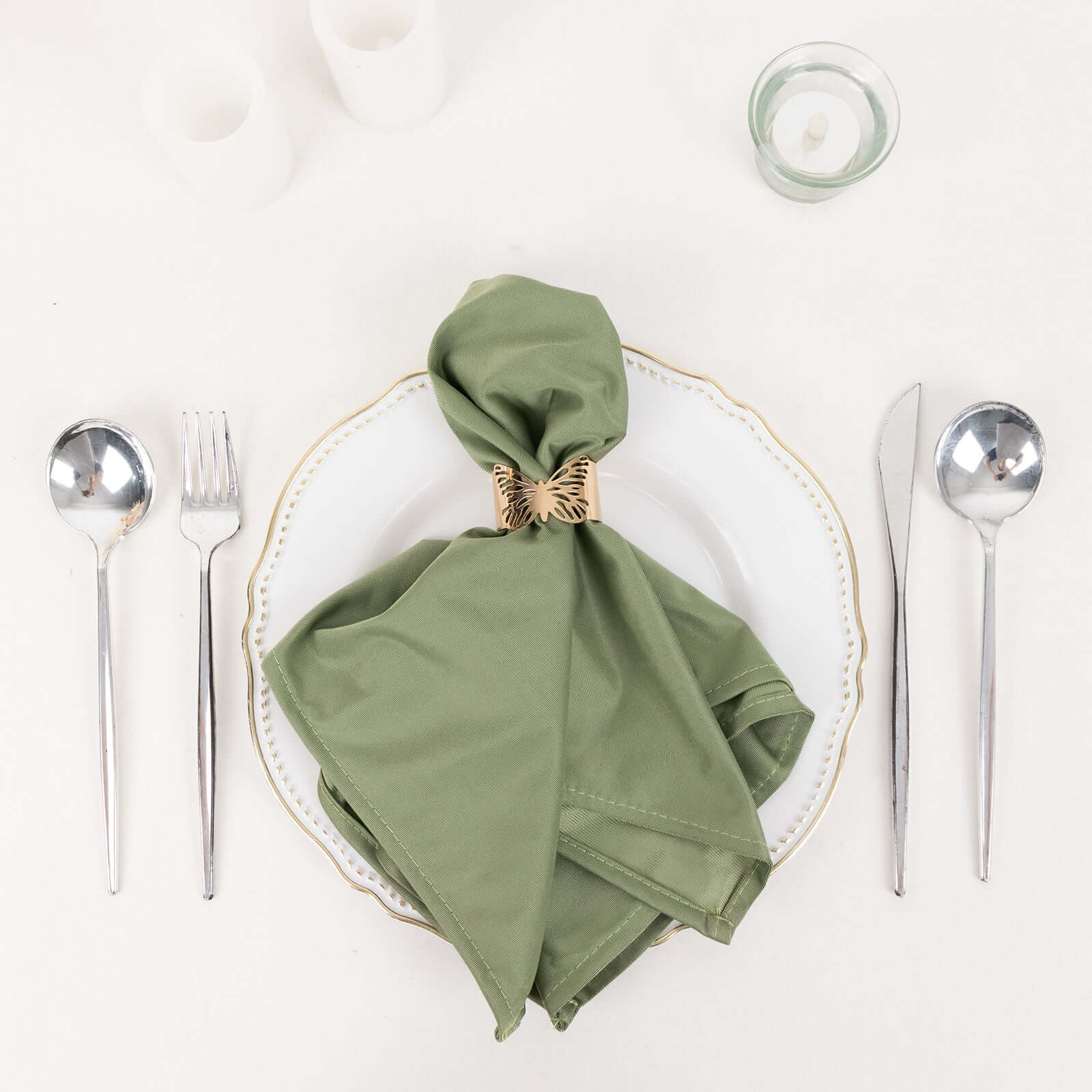 5 Pack Scuba Napkins 20"x20" Dusty Sage Green - Wrinkle-Free & Reusable Cloth Napkins - Image 6