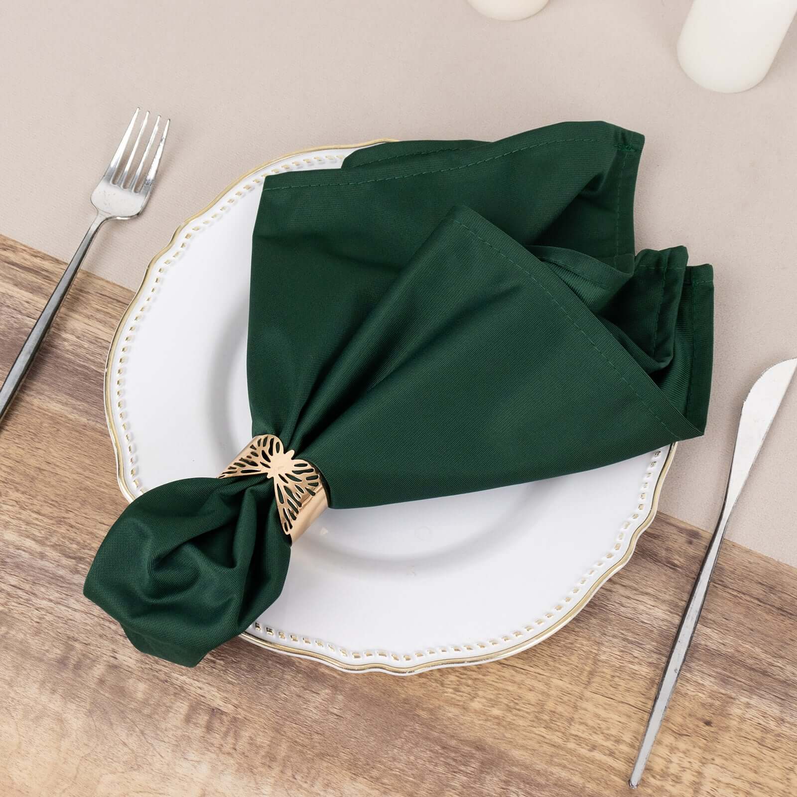 5 Pack Scuba Napkins 20"x20" Hunter Emerald Green - Wrinkle-Free & Reusable Cloth Napkins
