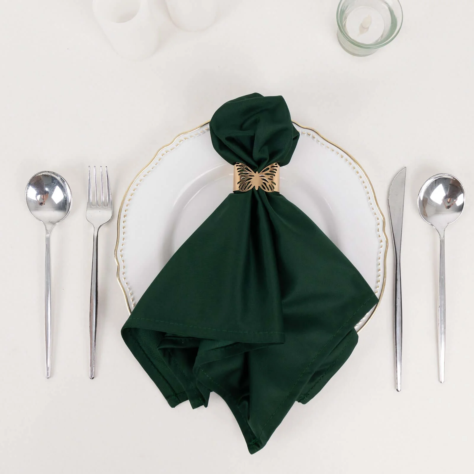 5 Pack Scuba Napkins 20"x20" Hunter Emerald Green - Wrinkle-Free & Reusable Cloth Napkins - Image 6