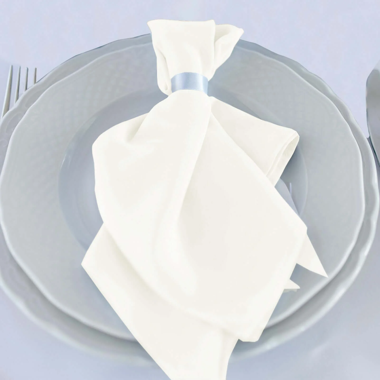 5 Pack Scuba Napkins 20"x20" Ivory - Wrinkle-Free & Reusable Cloth Napkins - Image 6