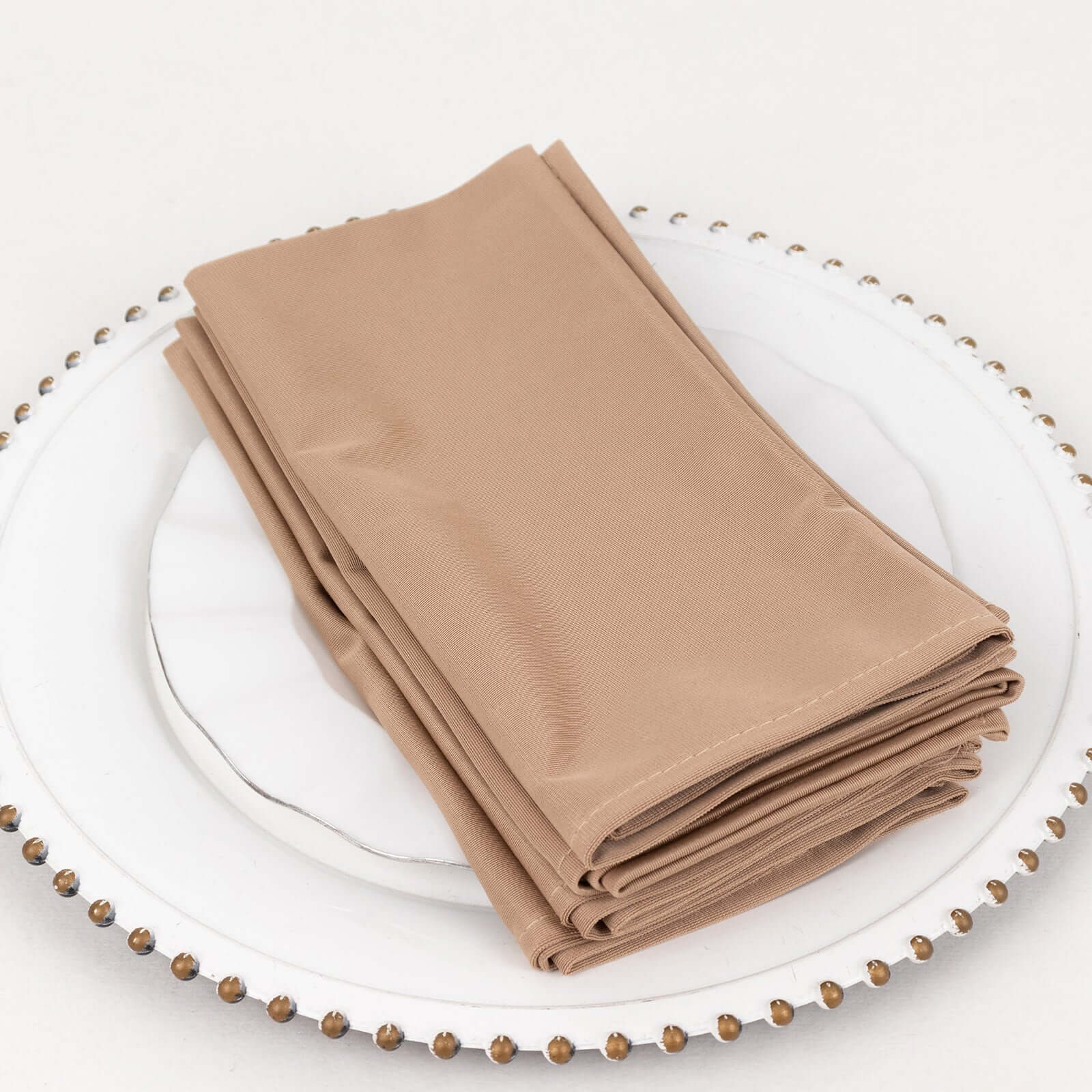 5 Pack Scuba Napkins 20"x20" Nude - Wrinkle-Free & Reusable Cloth Napkins - Image 2