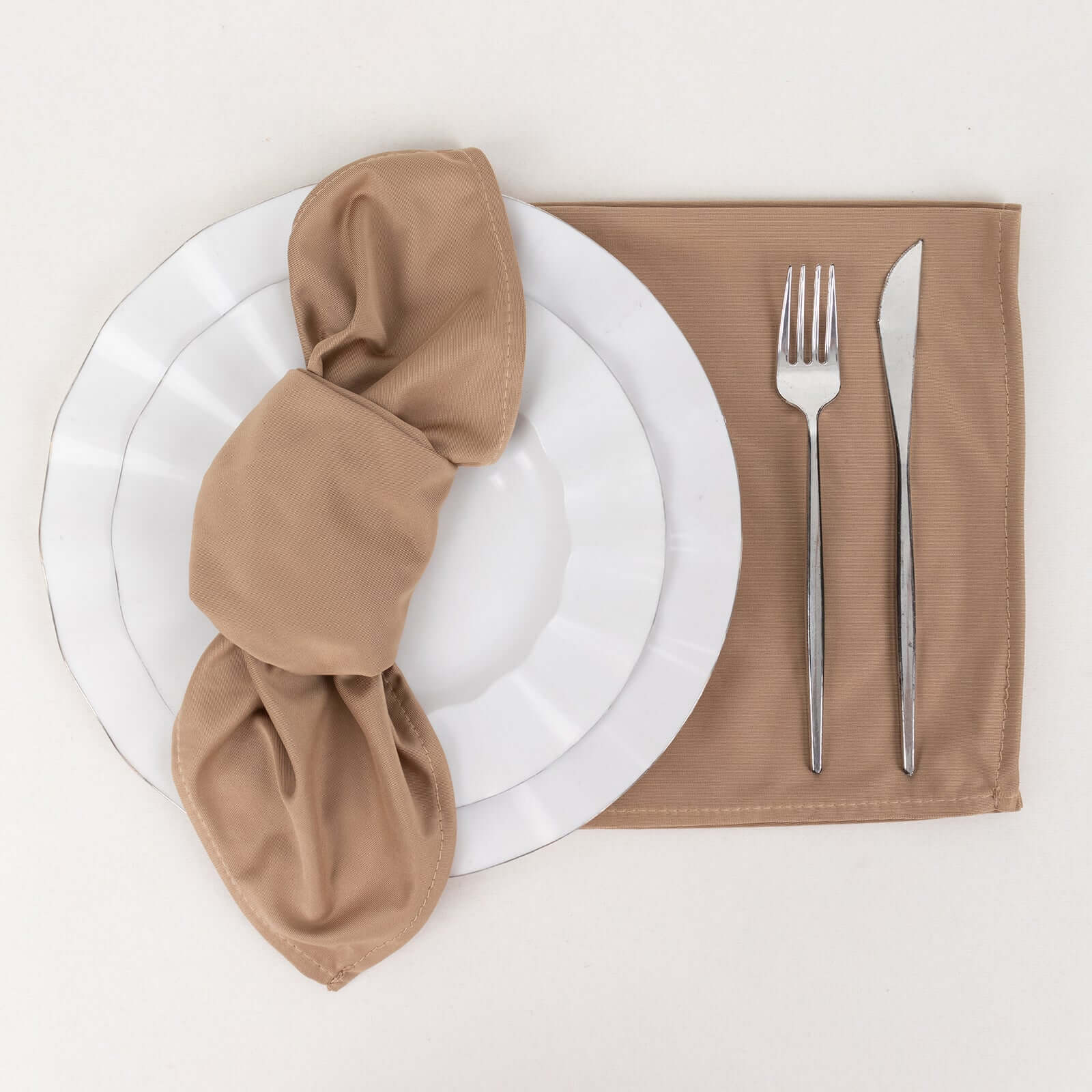 5 Pack Scuba Napkins 20"x20" Nude - Wrinkle-Free & Reusable Cloth Napkins - Image 3