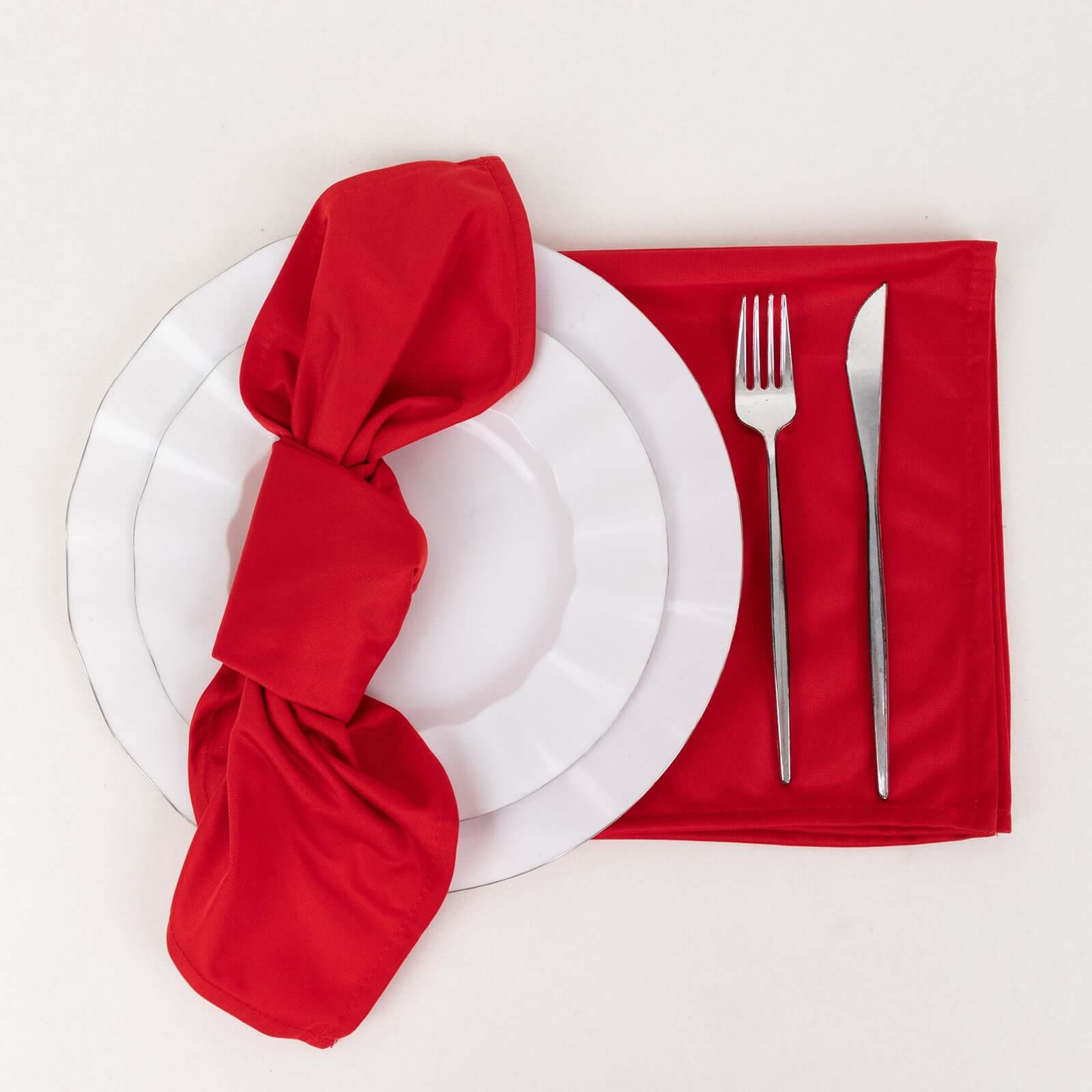5 Pack Scuba Napkins 20"x20" Red - Wrinkle-Free & Reusable Cloth Napkins - Image 3