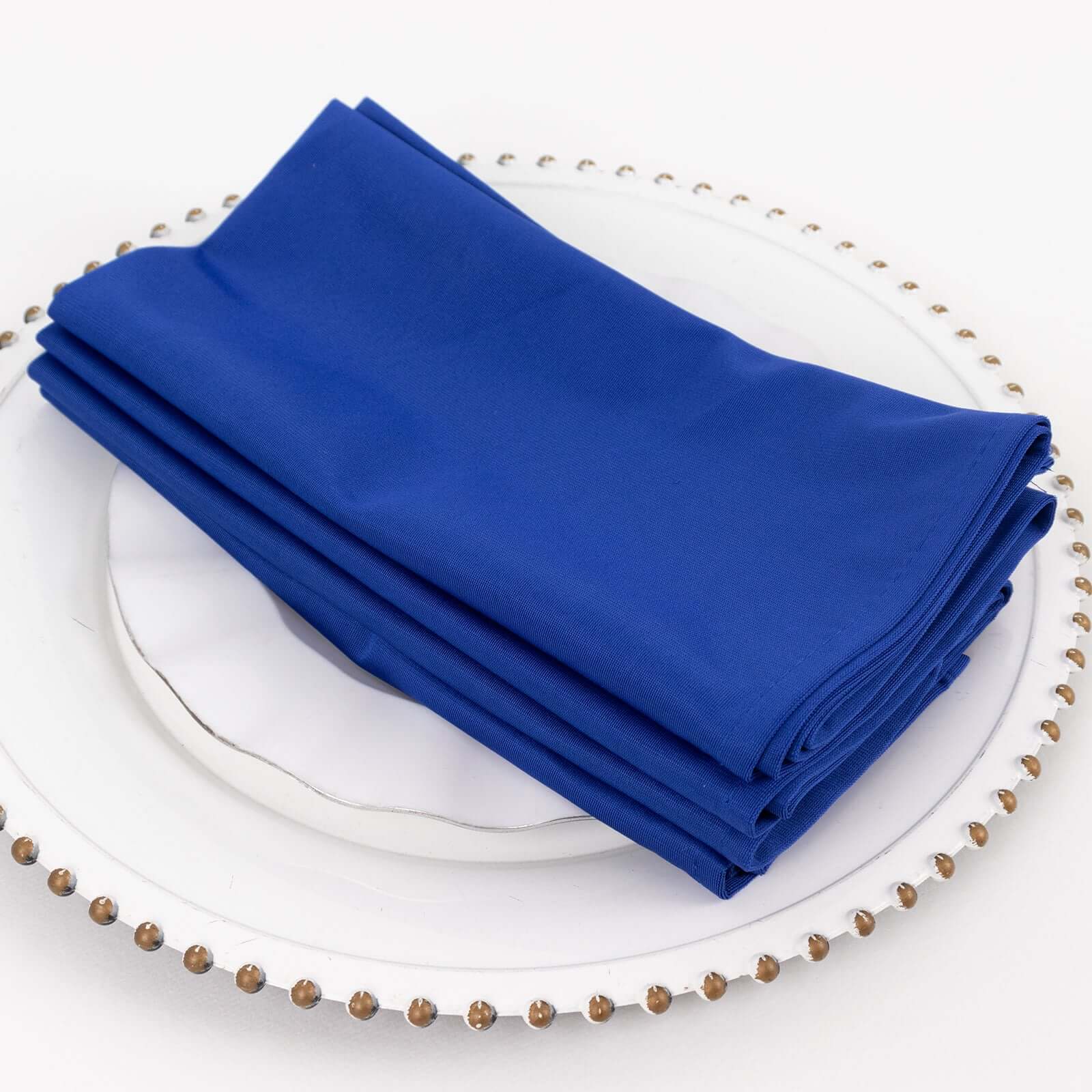 5 Pack Scuba Napkins 20"x20" Royal Blue - Wrinkle-Free & Reusable Cloth Napkins - Image 2