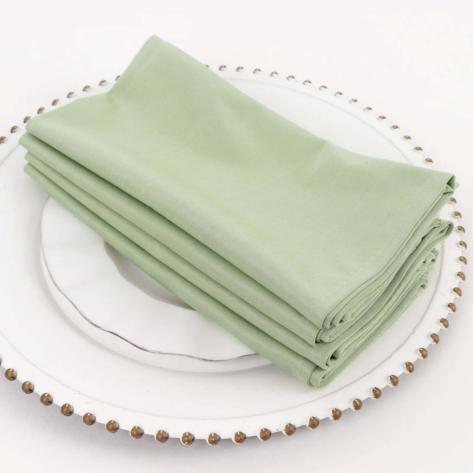 5 Pack Scuba Napkins 20"x20" Sage Green - Wrinkle-Free & Reusable Cloth Napkins - Image 2