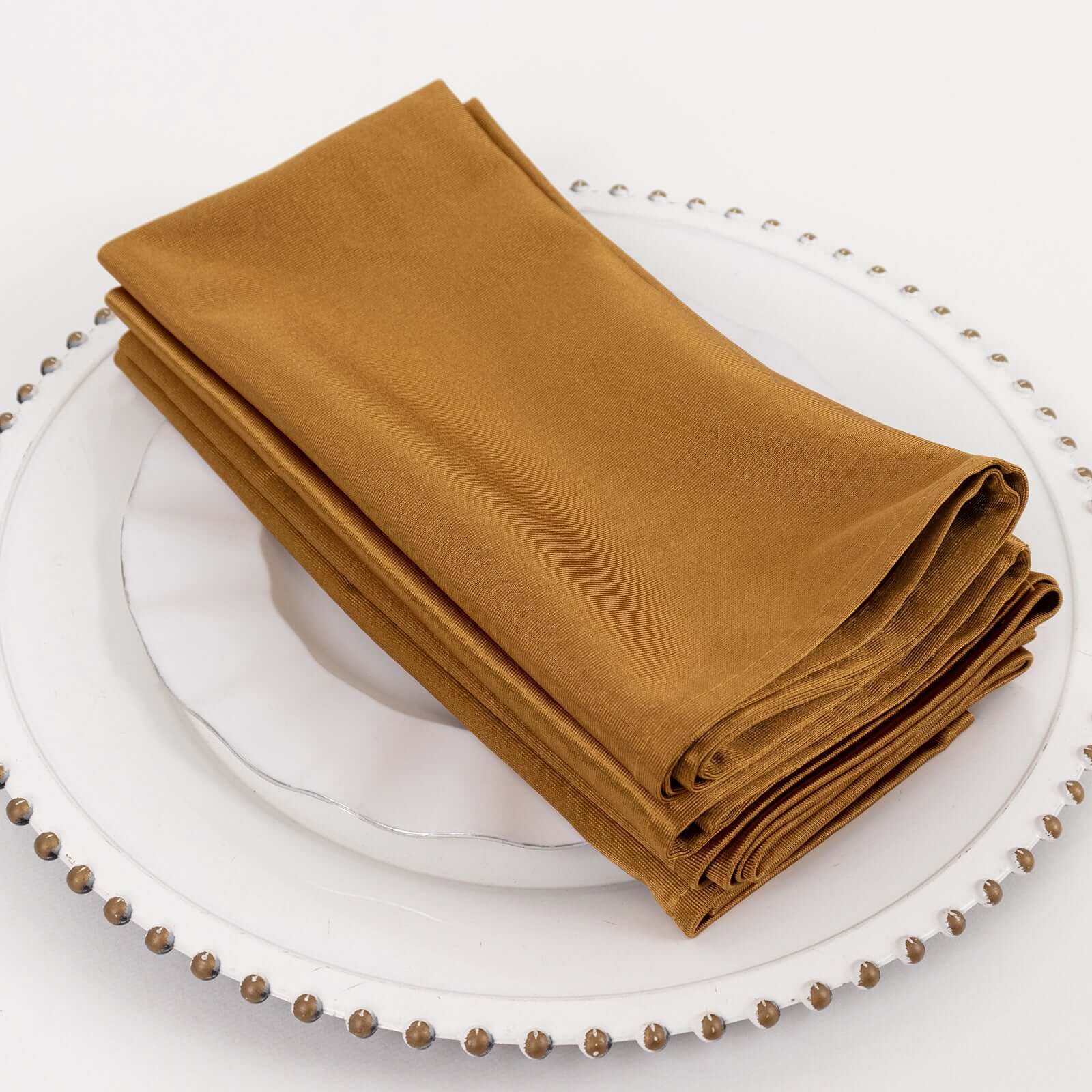 5 Pack Scuba Napkins 20"x20" Shimmer Gold - Lustrous Dinner Napkins for Weddings, Parties & Events - Image 2