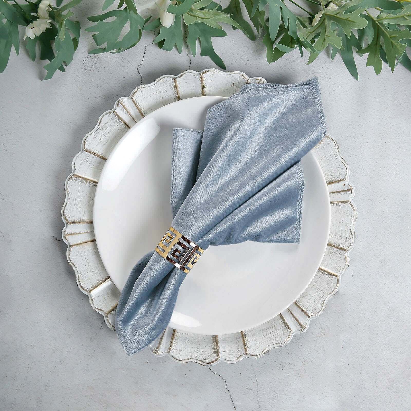 5 Pack Premium Velvet Napkins 20"x20" Dusty Blue - Soft Sheen Finish Dinner Napkins - Image 3