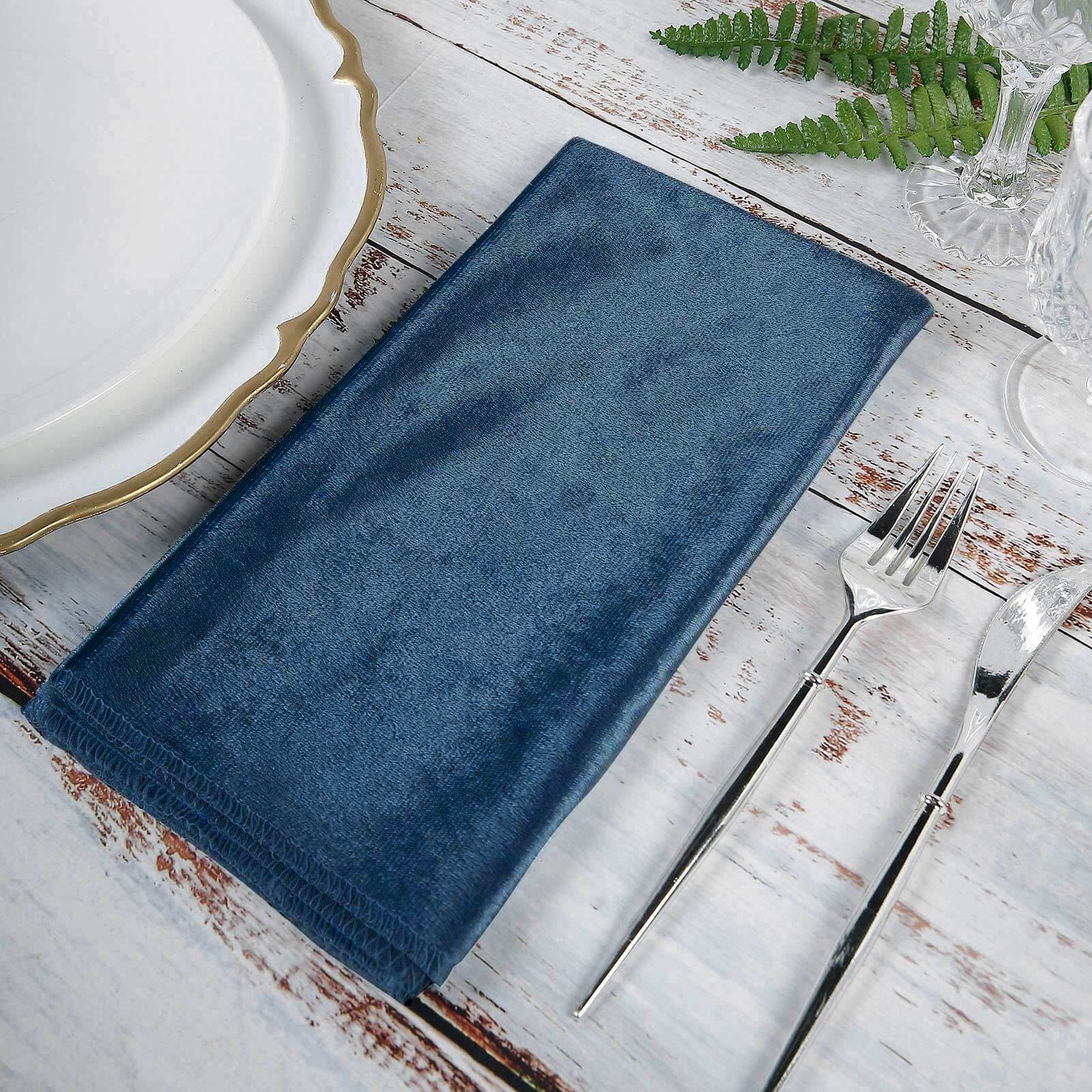 5 Pack Premium Velvet Napkins 20"x20" Navy Blue - Soft Sheen Finish Dinner Napkins - Image 7