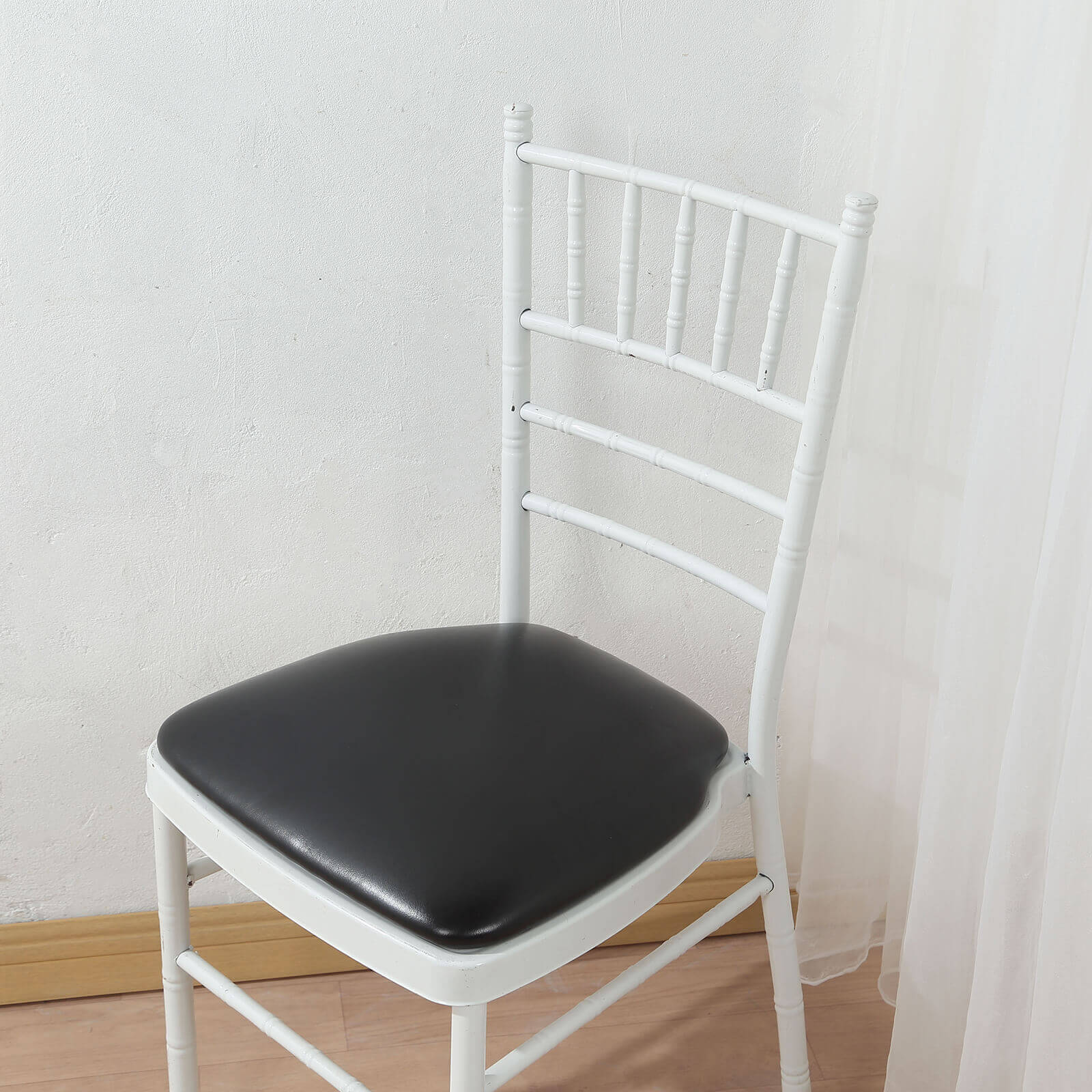 5 Pack PU Leather Chiavari Chair Cushion Pads with Wood Backing Black 1.5" Thick - Tie-Less Non-Slip Design for Dining Chairs 16" - Image 7