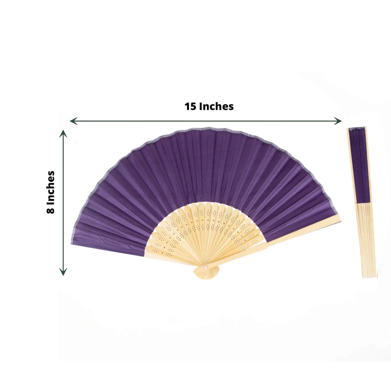 5 Pack Purple Asian Silk Folding Fans Party Favors, Oriental Folding Fan Favors - Image 3