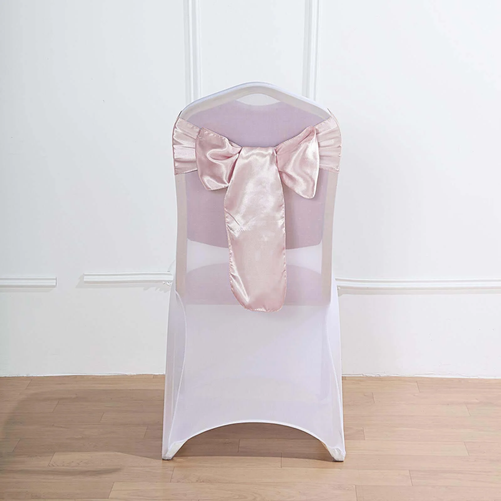 5 Pack Satin Chair Sashes 6"x106" Blush - Reusable Chair Bows with Smooth Finish - Image 9