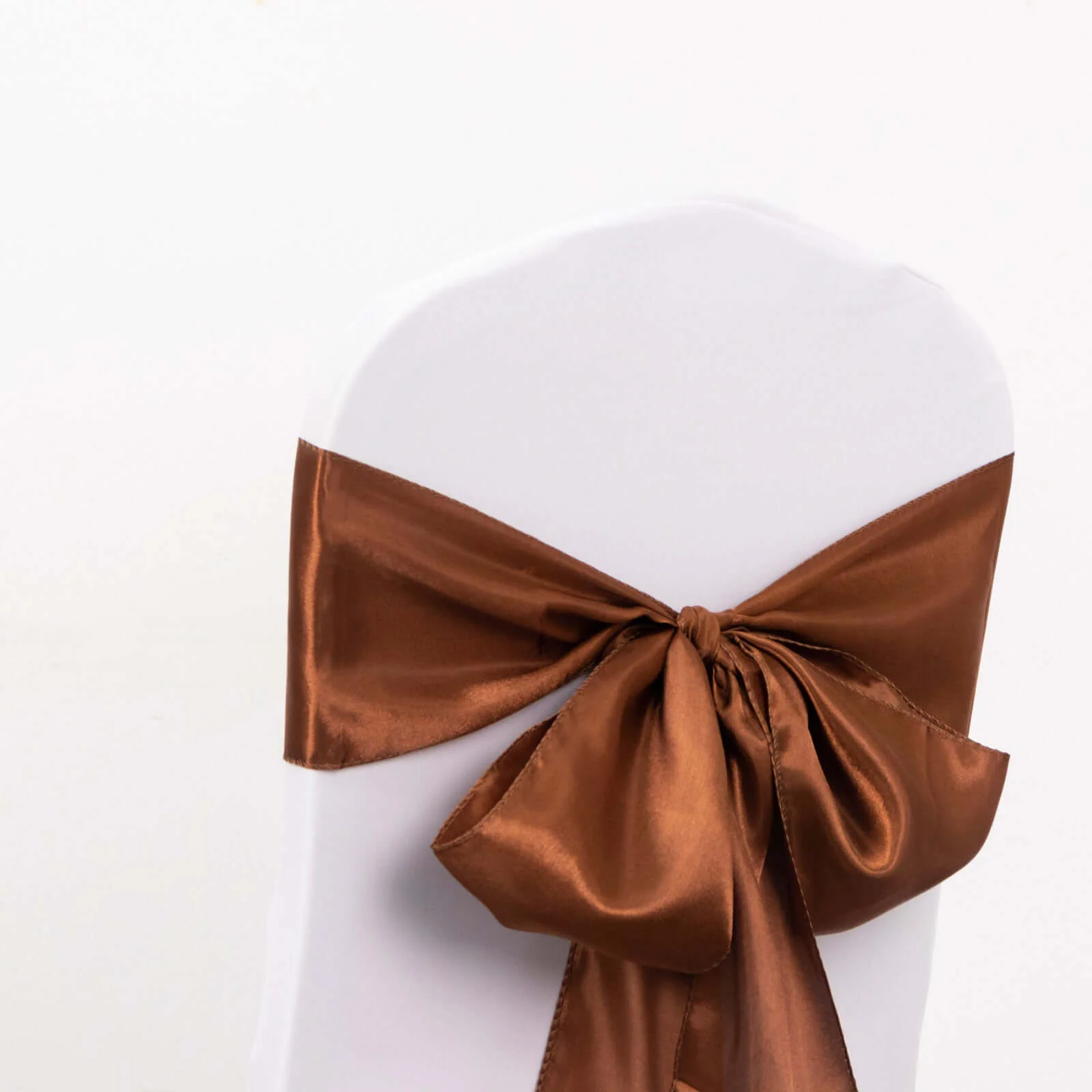 5 Pack Satin Chair Sashes 6"x106" Cinnamon Brown - Reusable Chair Bows with Smooth Finish - Image 5