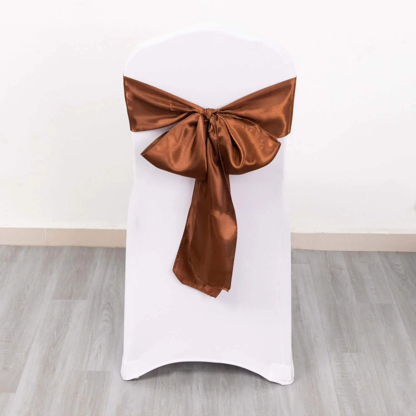 5 Pack Satin Chair Sashes 6"x106" Cinnamon Brown - Reusable Chair Bows with Smooth Finish - Image 8